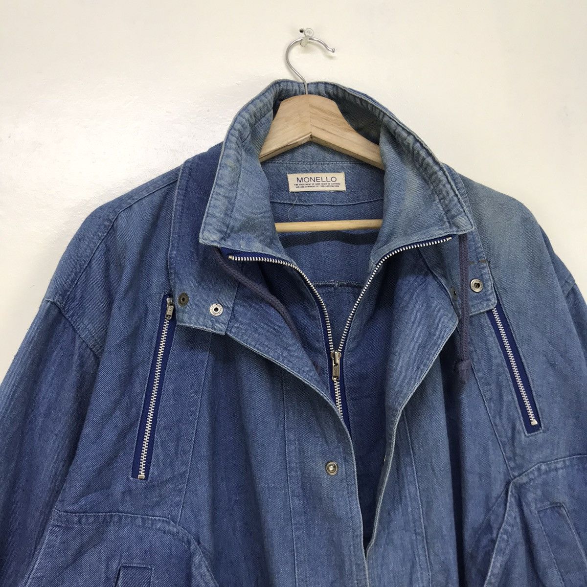 Japanese Brand Monello Miyake Inspired Oversized Denim Bomber Style Size US M / EU 48-50 / 2 - 8 Thumbnail