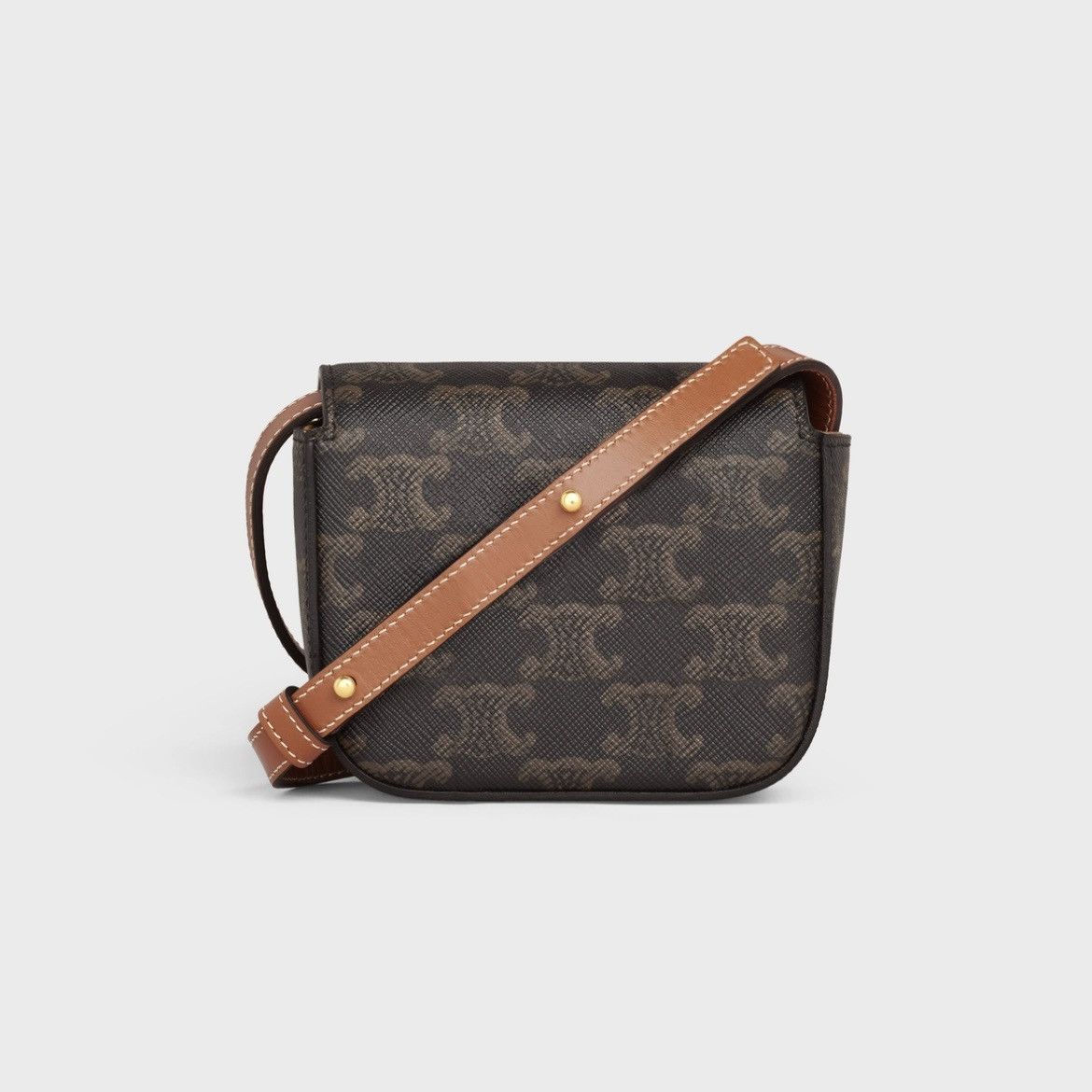 Celine × Hedi Slimane CELINE MINI TRIOMPHE BAG IN TRIOMPHE CANVAS AND CALFSKIN TAN Size ONE SIZE - 14 Thumbnail