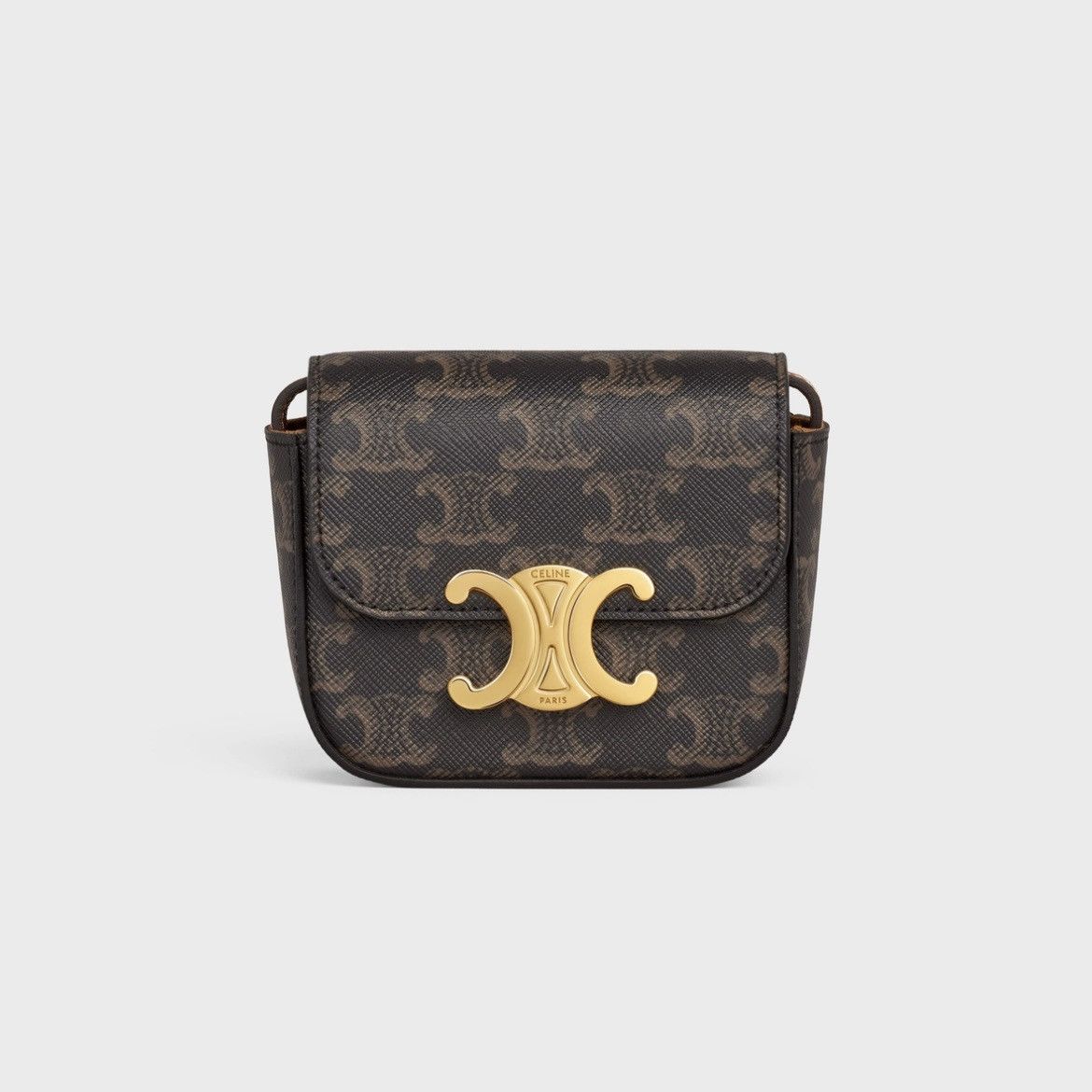 Celine × Hedi Slimane CELINE MINI TRIOMPHE BAG IN TRIOMPHE CANVAS AND CALFSKIN TAN Size ONE SIZE - 12 Thumbnail