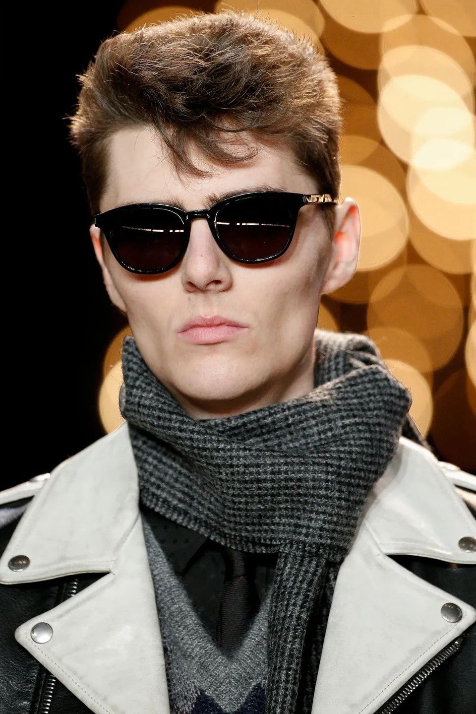 Hedi Slimane × Saint Laurent Paris FW14 Mens Black Bi-colour Leather Biker Jacket Size US S / EU 44-46 / 1 - 11 Thumbnail