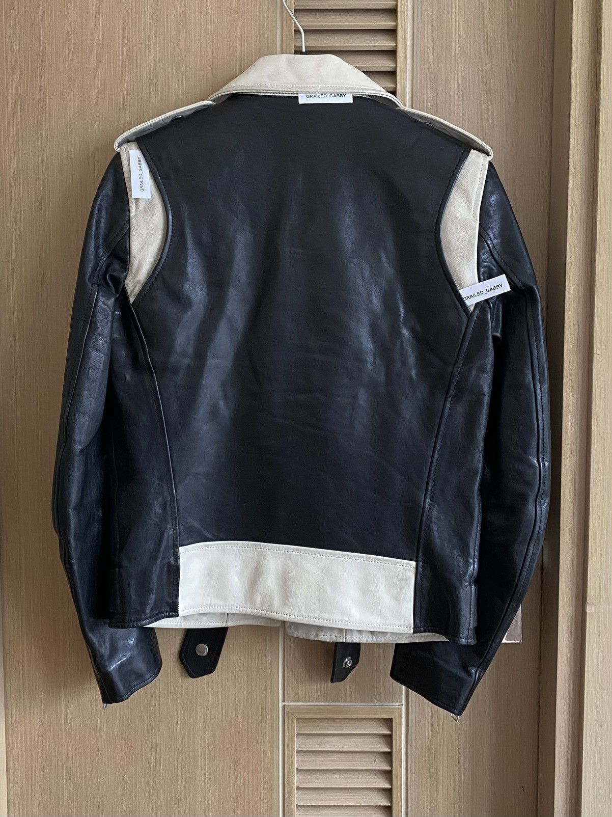 Hedi Slimane × Saint Laurent Paris FW14 Mens Black Bi-colour Leather Biker Jacket Size US S / EU 44-46 / 1 - 3 Thumbnail