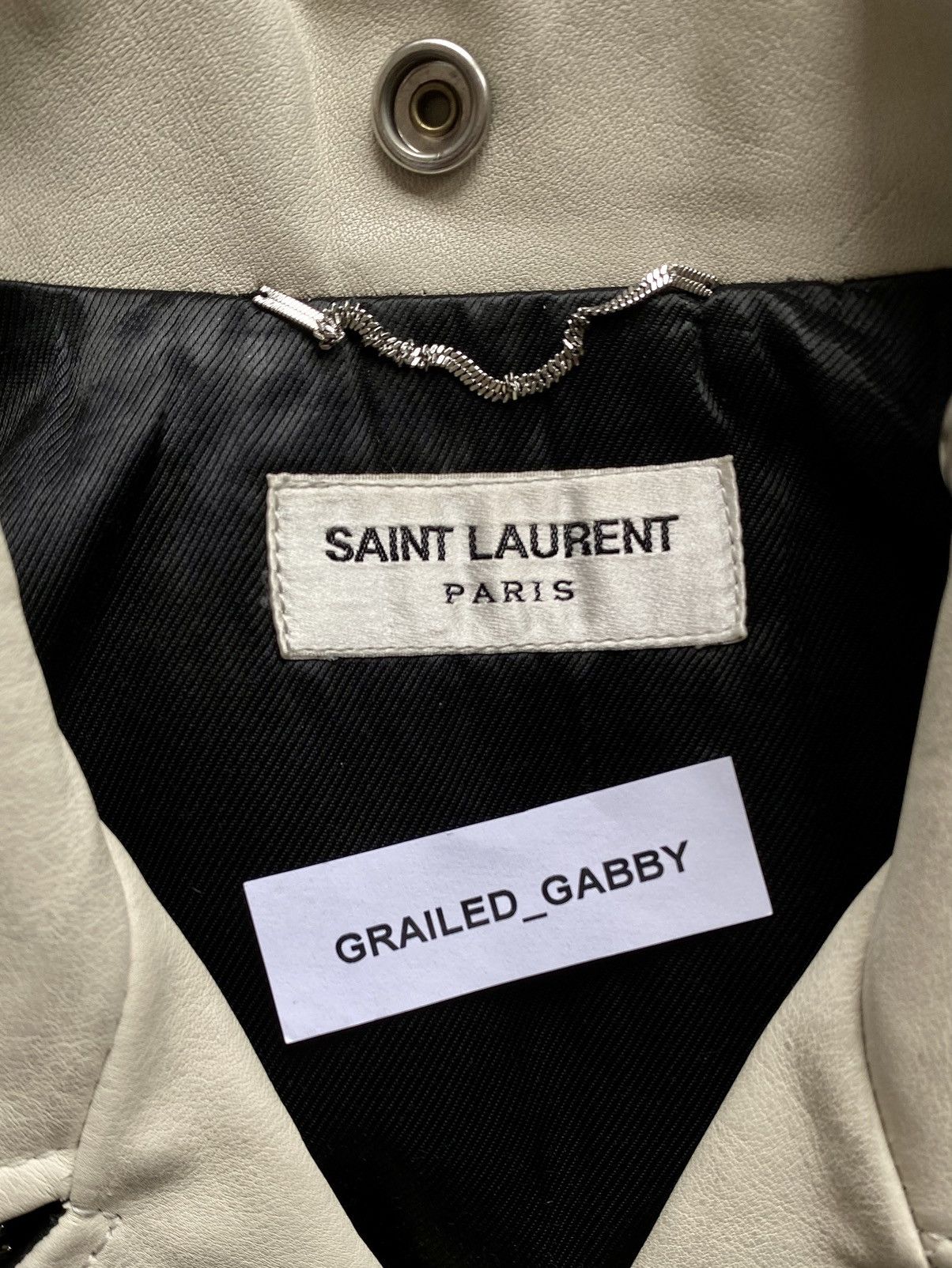 Hedi Slimane × Saint Laurent Paris FW14 Mens Black Bi-colour Leather Biker Jacket Size US S / EU 44-46 / 1 - 7 Thumbnail