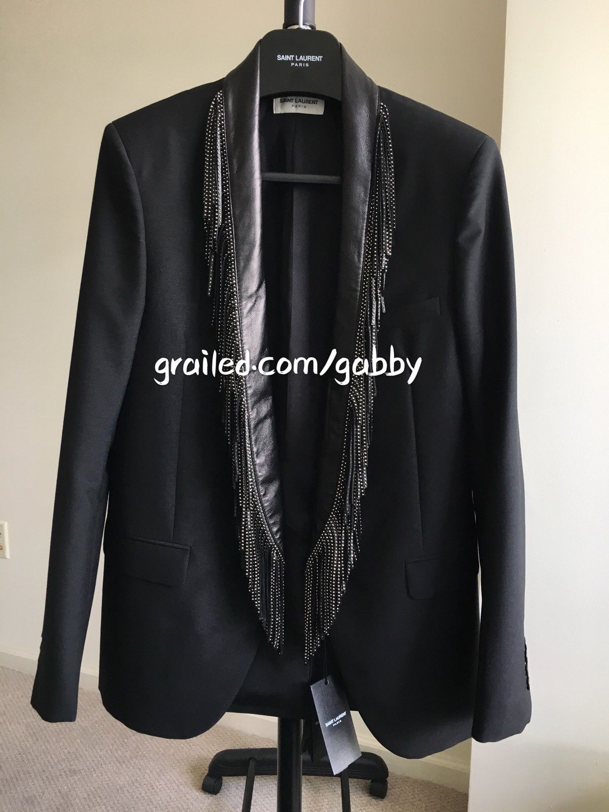 Hedi Slimane × Saint Laurent Paris SS16 Studded Fringe Blazer Size 34S - 2 Thumbnail