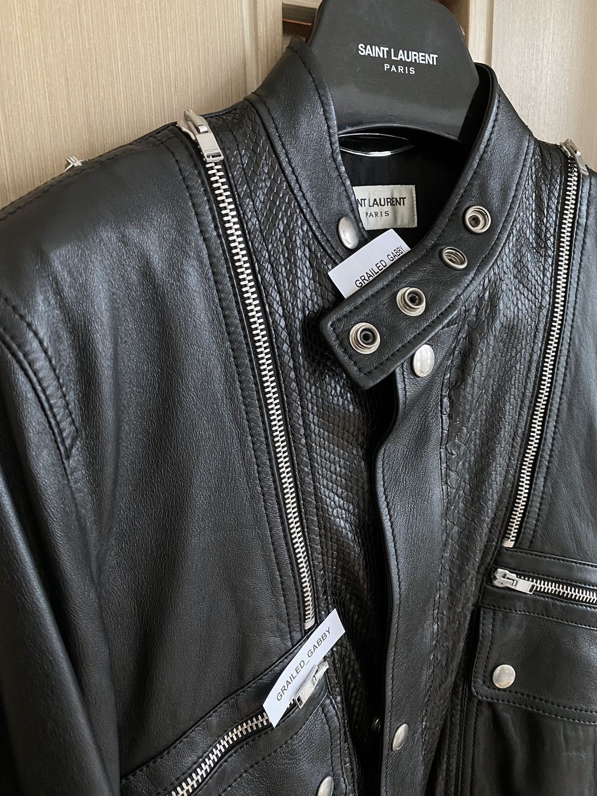 Hedi Slimane × Saint Laurent Paris FW15 Aviator Python Skin Patch Leather Jacket Size US S / EU 44-46 / 1 - 3 Thumbnail