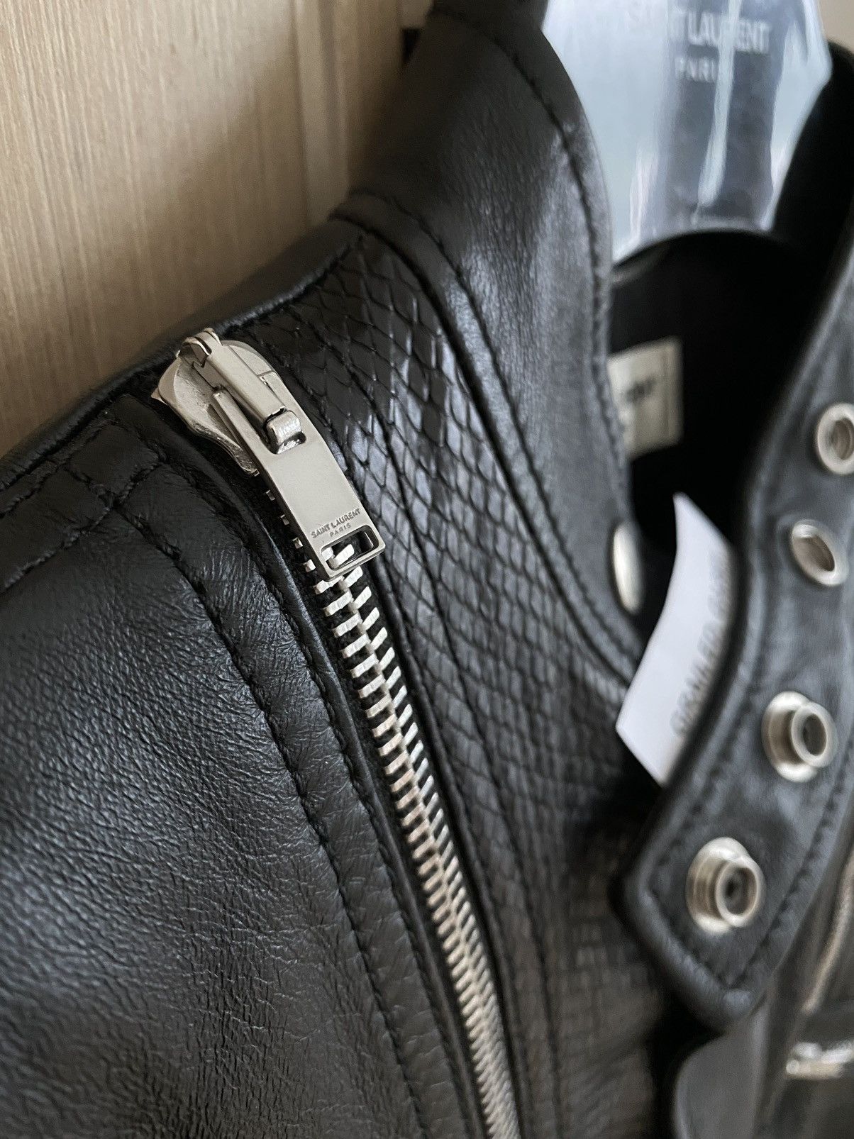 Hedi Slimane × Saint Laurent Paris FW15 Aviator Python Skin Patch Leather Jacket Size US S / EU 44-46 / 1 - 4 Thumbnail