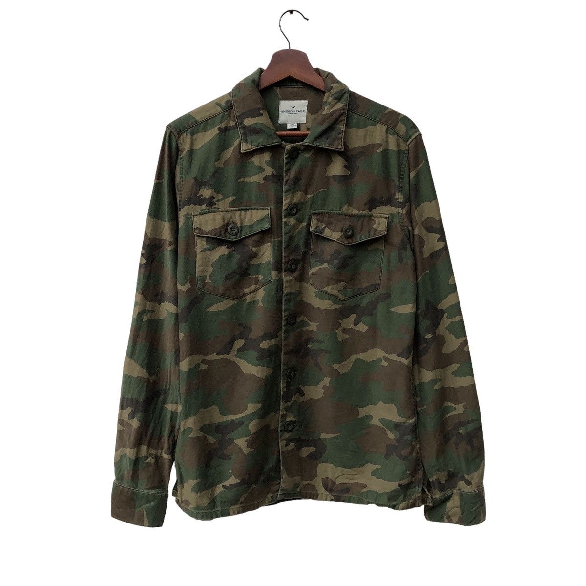 America Eagle Long Sleeve Polo Button Up
