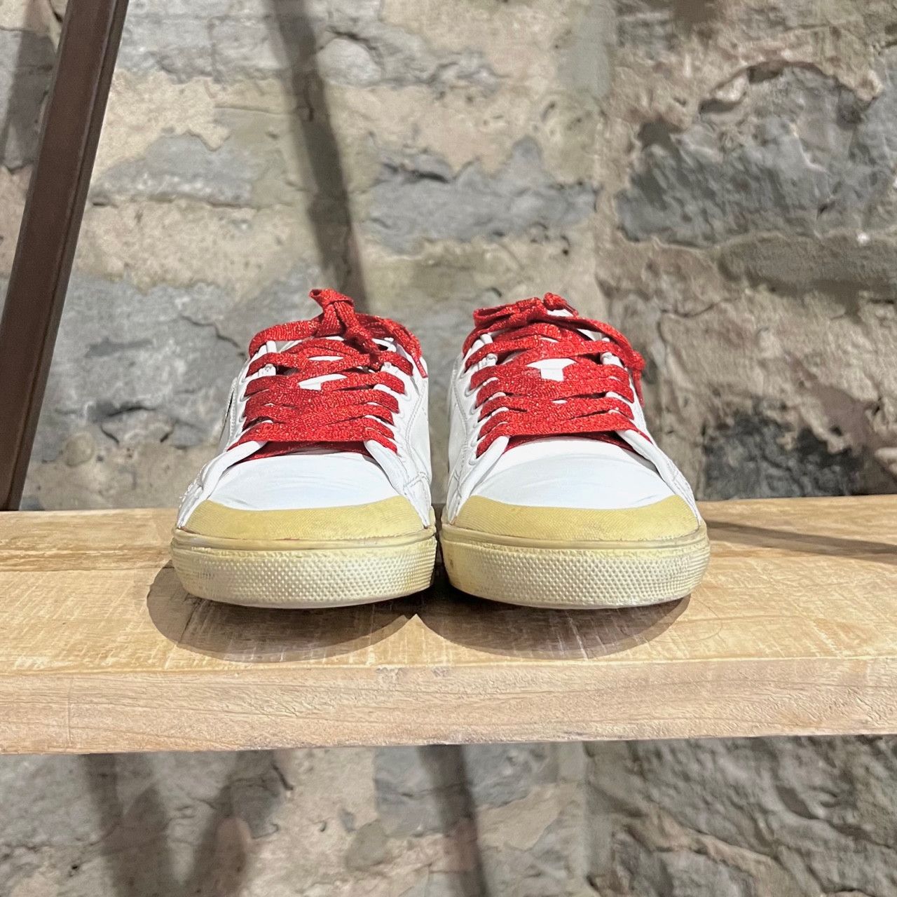 Saint Laurent Paris Saint Laurent White Diamond Patch Distressed Court Sneakers Size US 8 / EU 41 - 4 Thumbnail