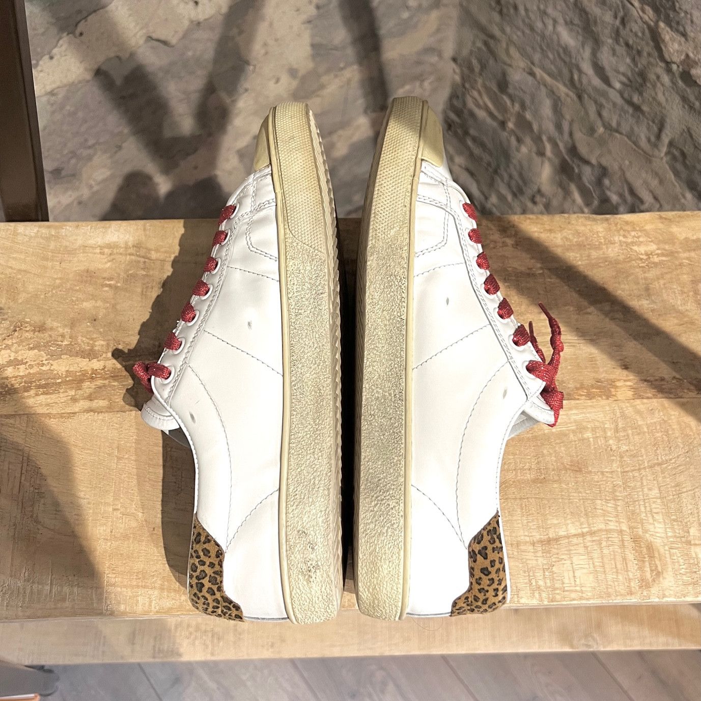 Saint Laurent Paris Saint Laurent White Diamond Patch Distressed Court Sneakers Size US 8 / EU 41 - 7 Thumbnail