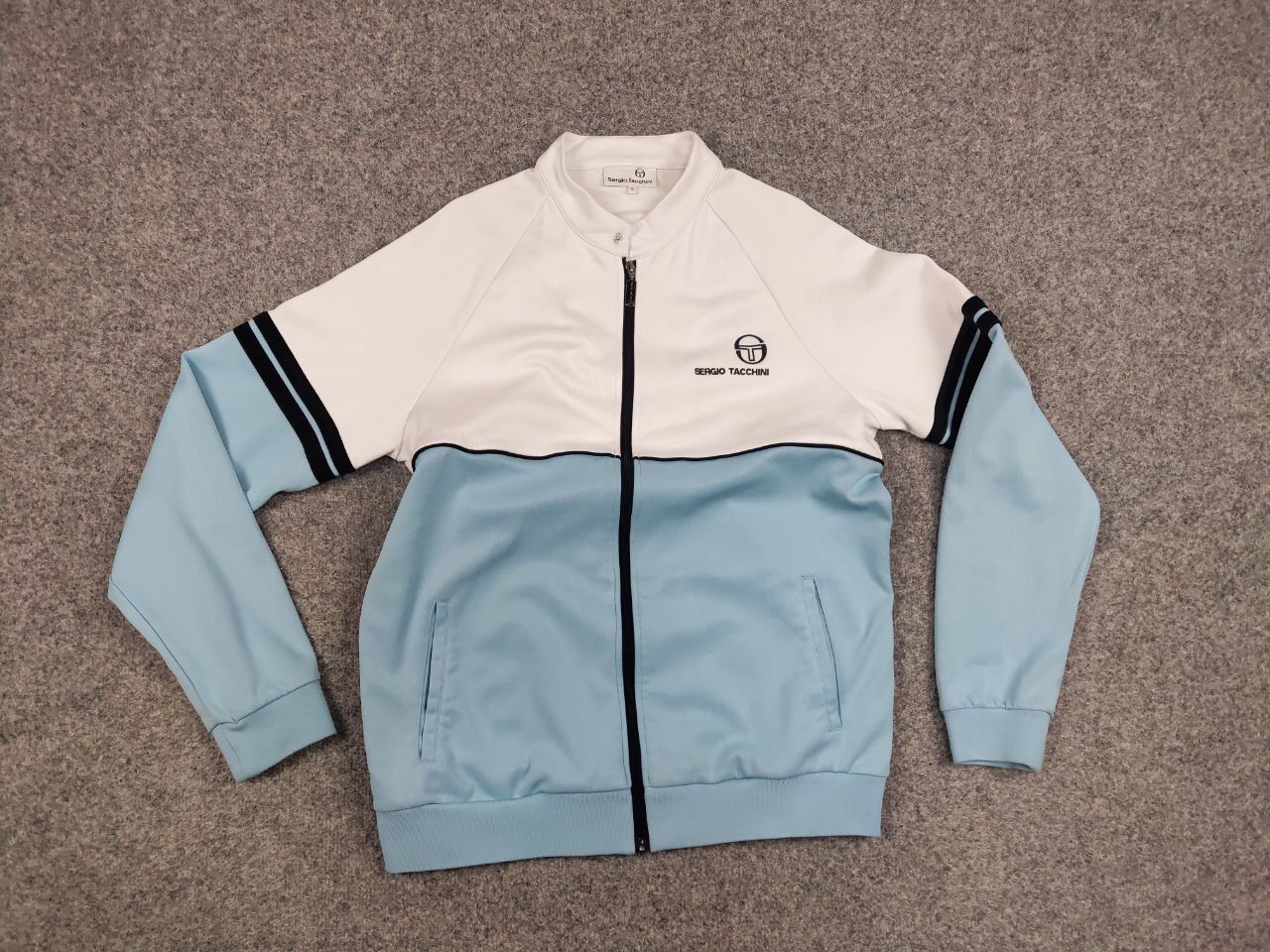 Sergio Tacchini Sergio Tacchini track top light Blue White Light Zip Jacket Size US XL / EU 56 / 4 - 14 Thumbnail