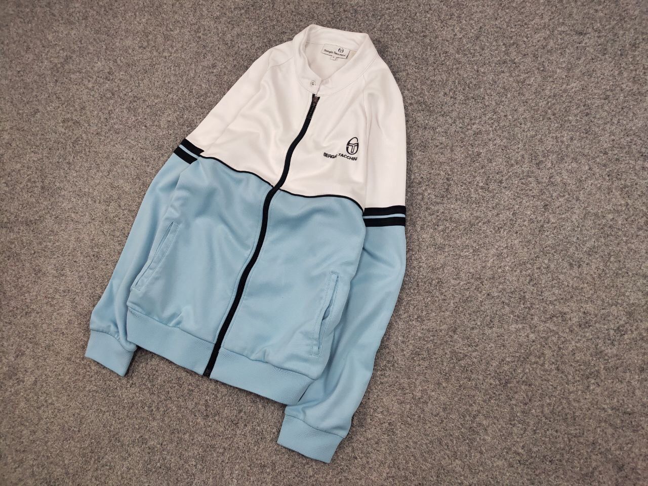 Sergio Tacchini Sergio Tacchini track top light Blue White Light Zip Jacket Size US XL / EU 56 / 4 - 3 Thumbnail