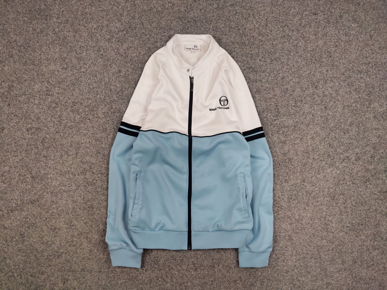 Sergio Tacchini Sergio Tacchini track top light Blue White Light Zip Jacket Size US XL / EU 56 / 4 - 1 Thumbnail