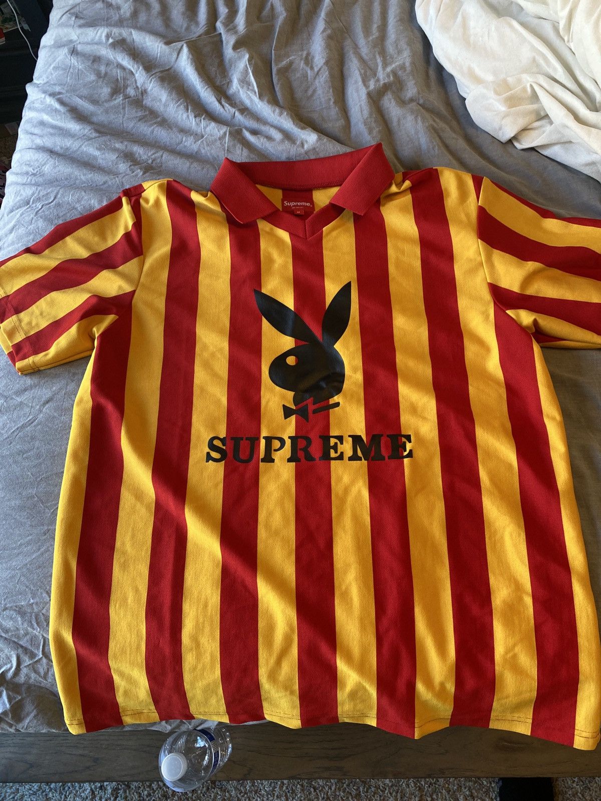 Supreme Supreme Playboy Soccer Jersey Red Yellow Stripe M | Grailed