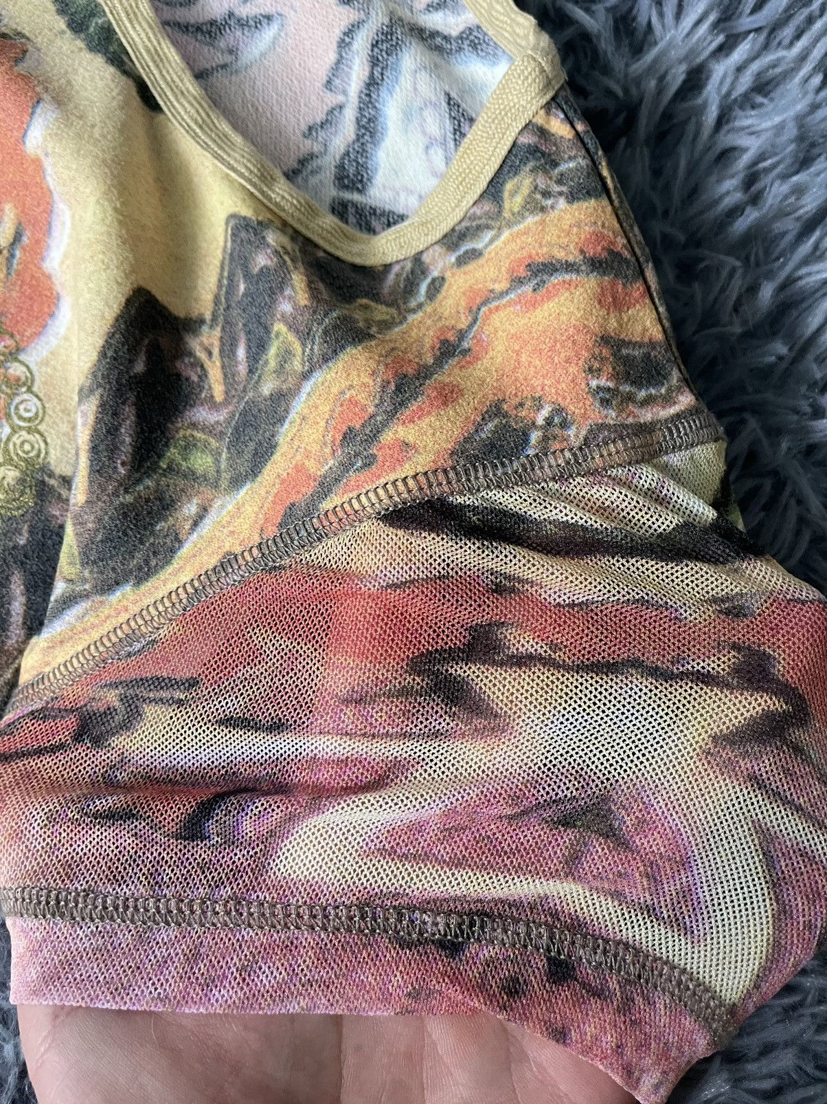 Japanese Brand × Vintage Nile Y2K vintage avant garde graphic mesh JPG style t-shirt Size S / US 4 / IT 40 - 3 Thumbnail