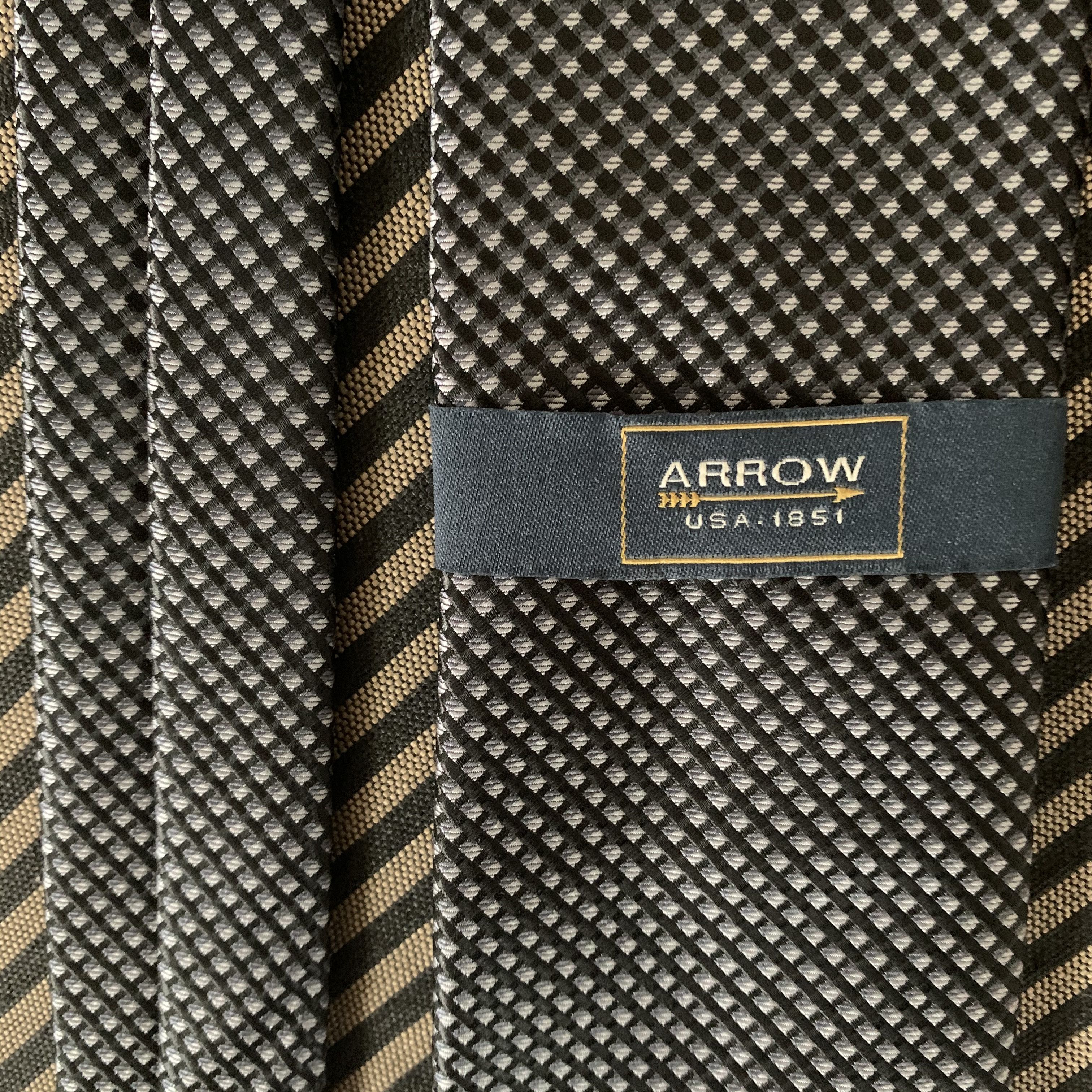 Arrow NWT Arrow Neck Tie Black/White/Gray Check Graphic Easy Care Size ONE SIZE - 2 Thumbnail