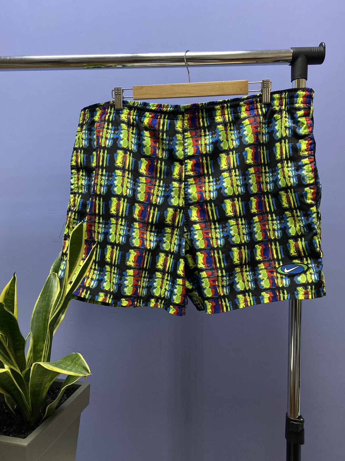 Nike × Vintage Vintage 90s Nike Abstract Acid Shorts Size US 34 / EU 50 - 1 Thumbnail