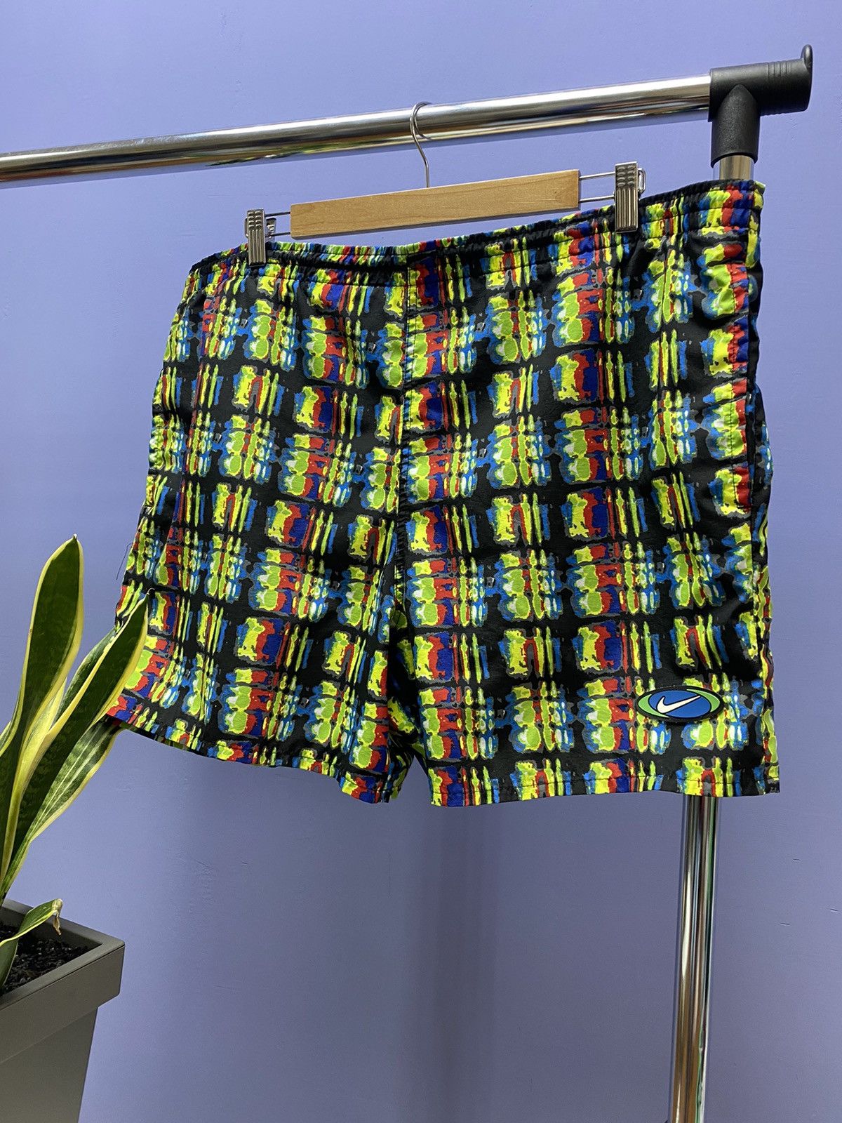 Nike × Vintage Vintage 90s Nike Abstract Acid Shorts Size US 34 / EU 50 - 2 Thumbnail