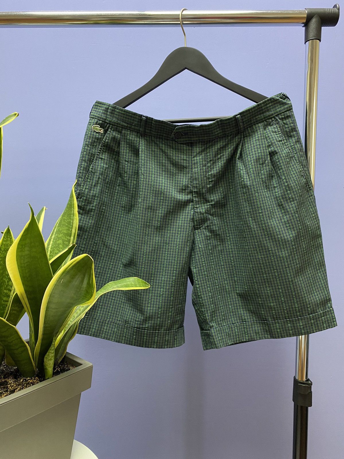 Lacoste × Vintage Vintage Chemise Lacoste Check Green Shorts Size US 36 / EU 52 - 1 Thumbnail