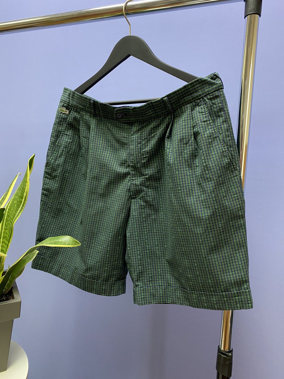 Lacoste × Vintage Vintage Chemise Lacoste Check Green Shorts Size US 36 / EU 52 - 2 Thumbnail