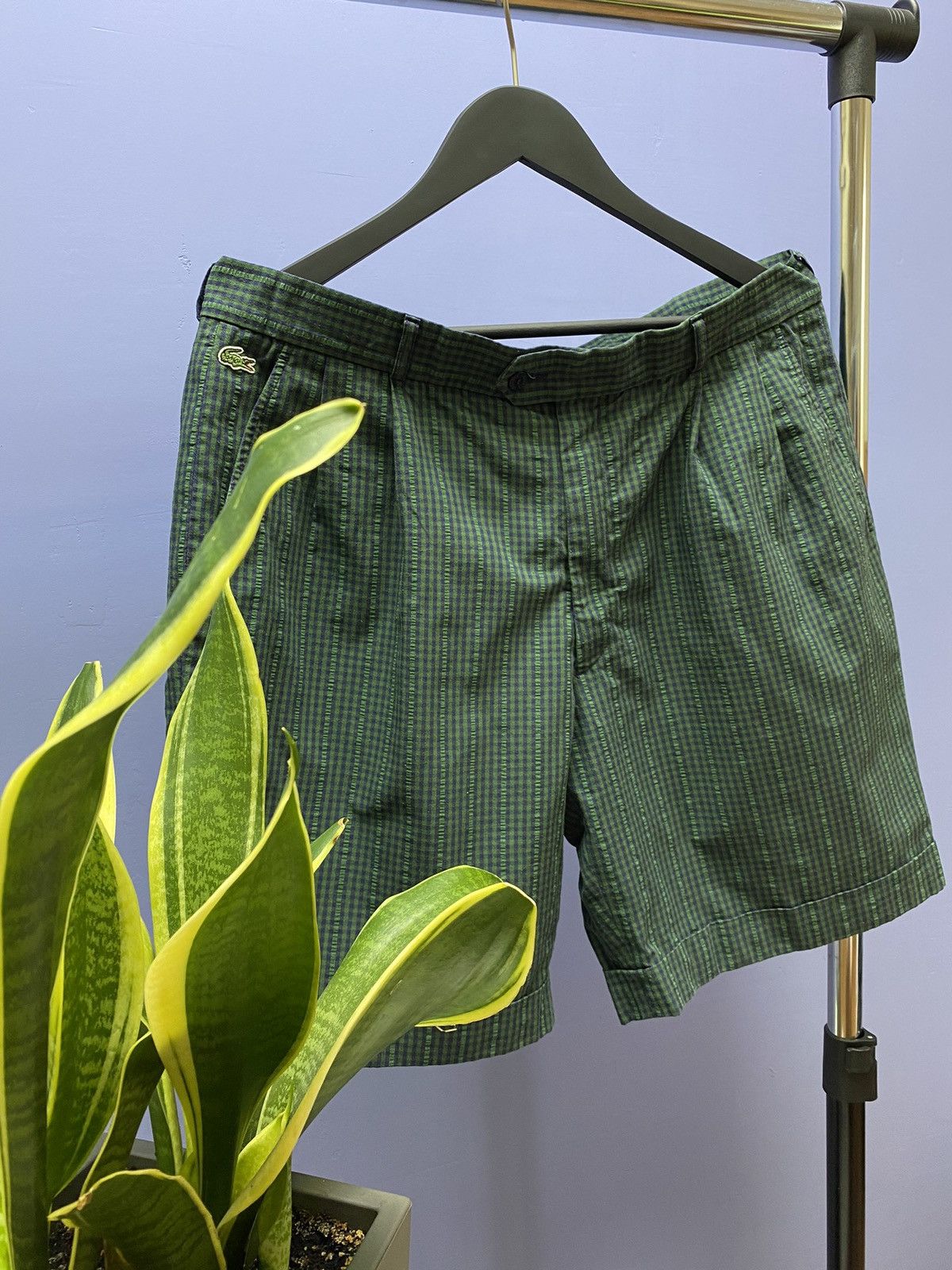 Lacoste × Vintage Vintage Chemise Lacoste Check Green Shorts Size US 36 / EU 52 - 3 Thumbnail