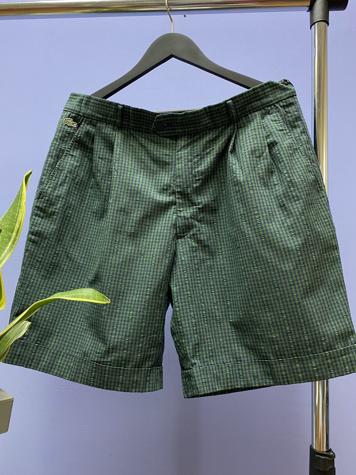 Lacoste × Vintage Vintage Chemise Lacoste Check Green Shorts Size US 36 / EU 52 - 4 Thumbnail