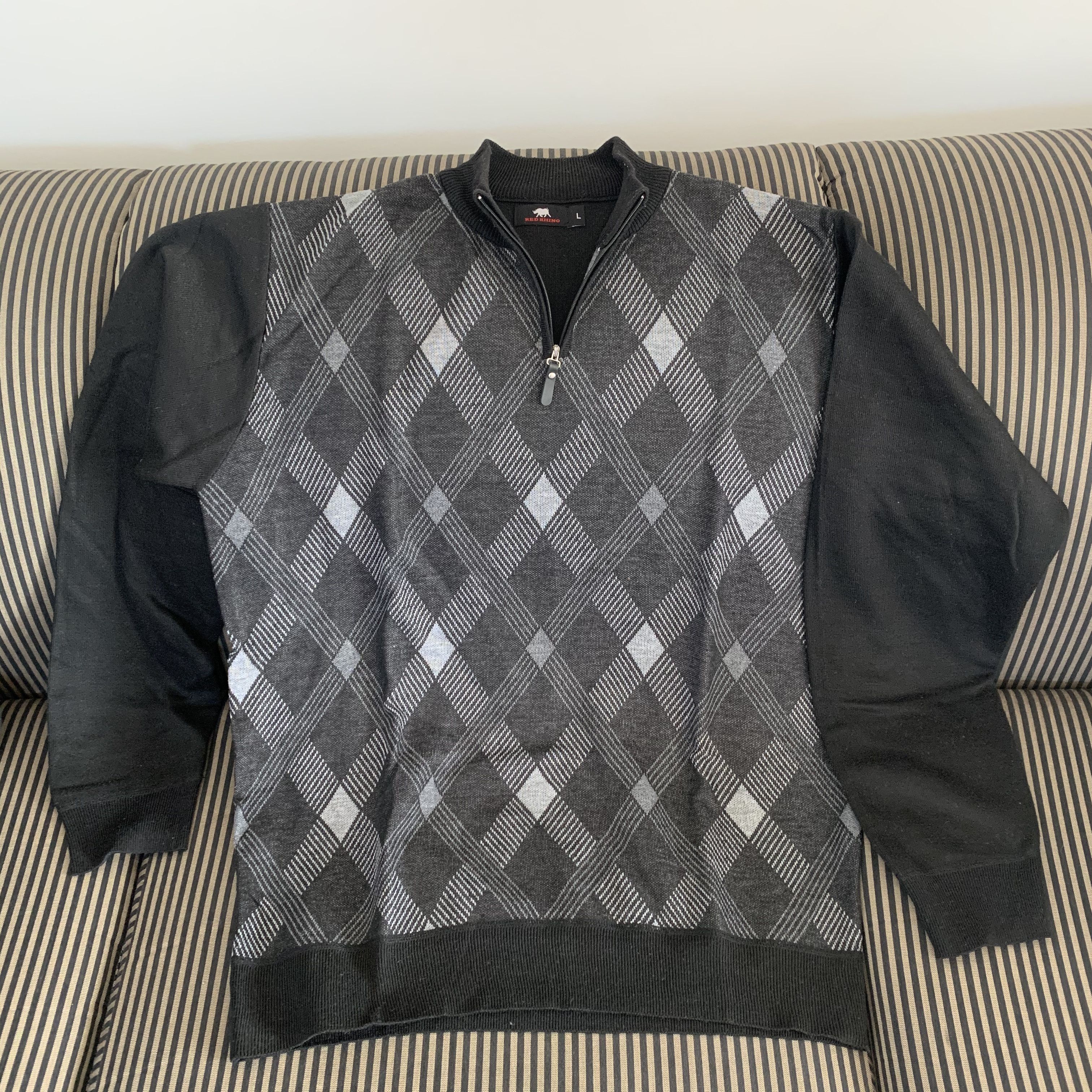 Other Black/Gray Check Argyle 1/4 Zip Sweater L Red Rhino Pull Size US L / EU 52-54 / 3 - 1 Thumbnail