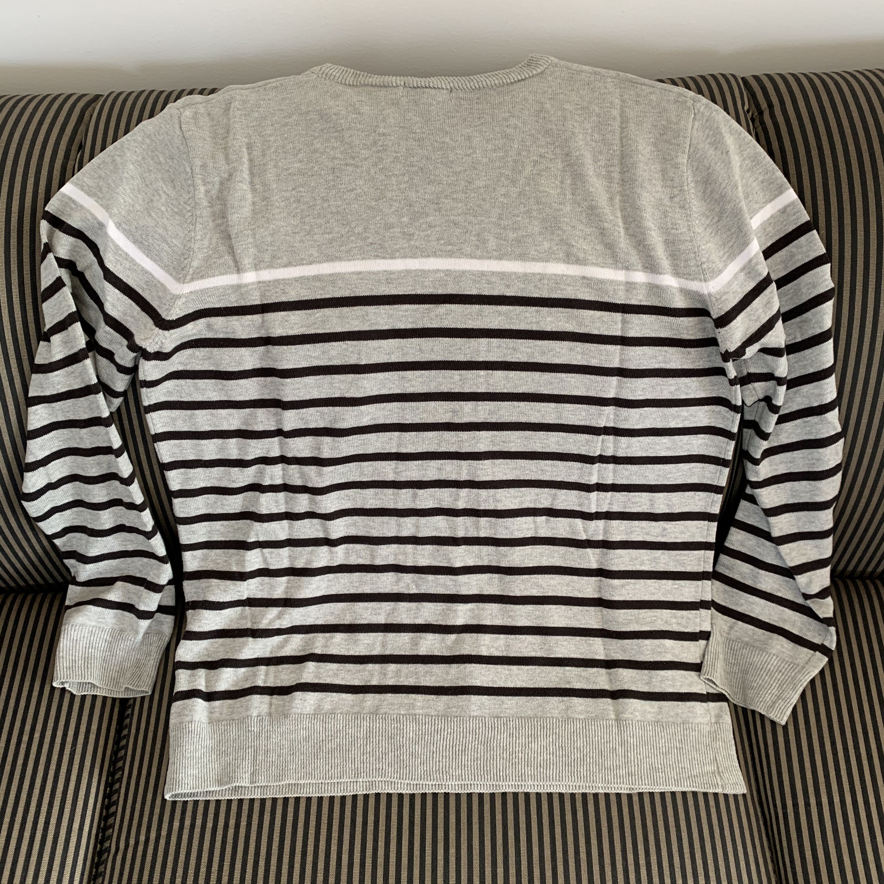Other Amplify Gray Cotton Striped Sweater L Pullover Crewneck EUC Size US L / EU 52-54 / 3 - 4 Thumbnail