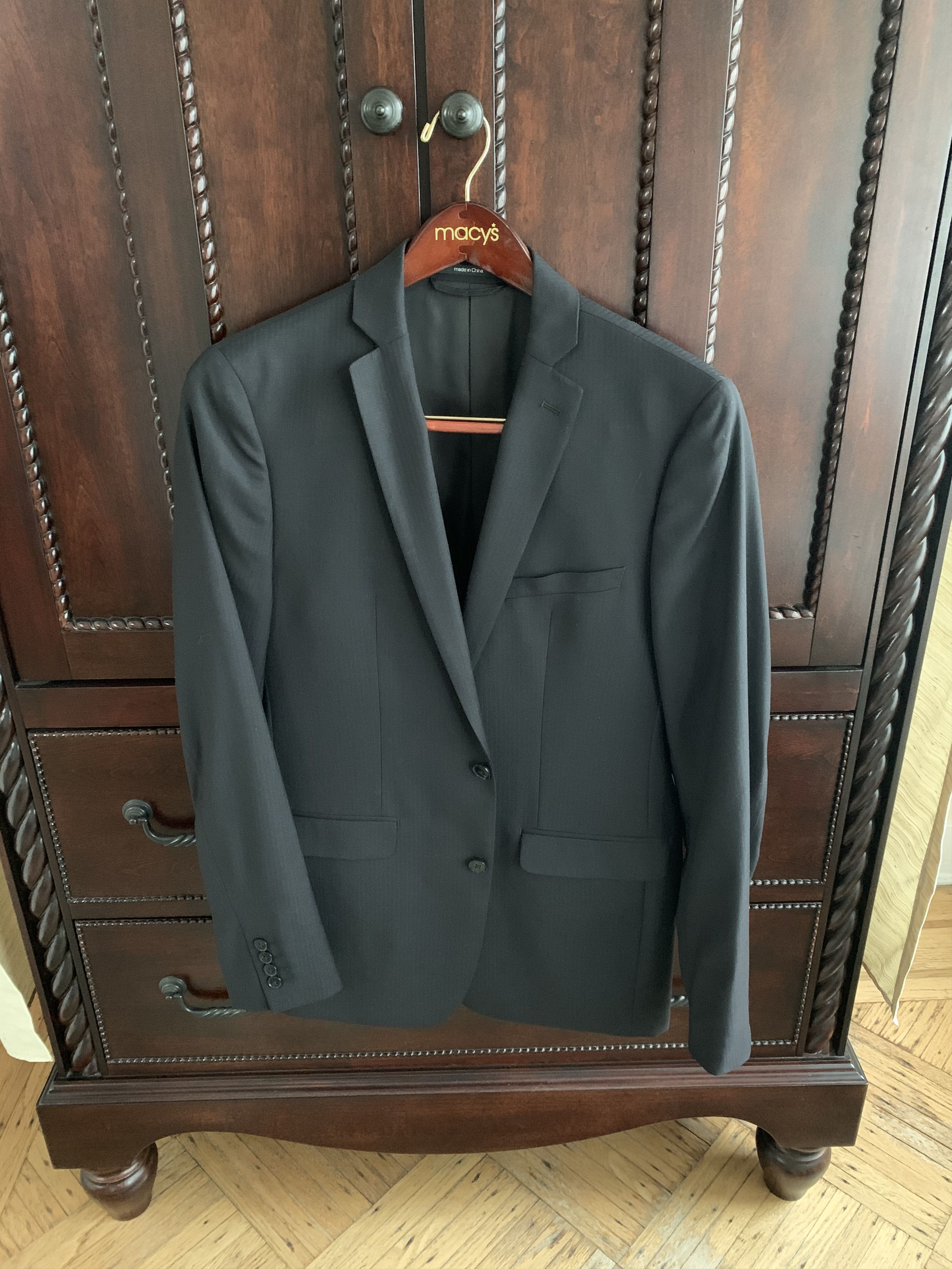 Bar III 100% Wool Suit Jacket Blazer 42L gray stripe x-slim