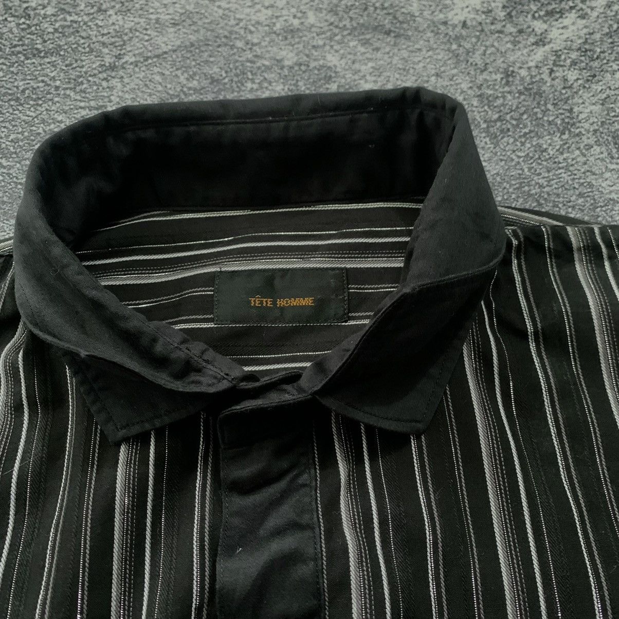 Issey Miyake × Pleats Please Issey Miyake × Tete Homme 🔥TETE HOMME stripes Hiden button and Double collarshirt Size US L / EU 52-54 / 3 - 4 Thumbnail