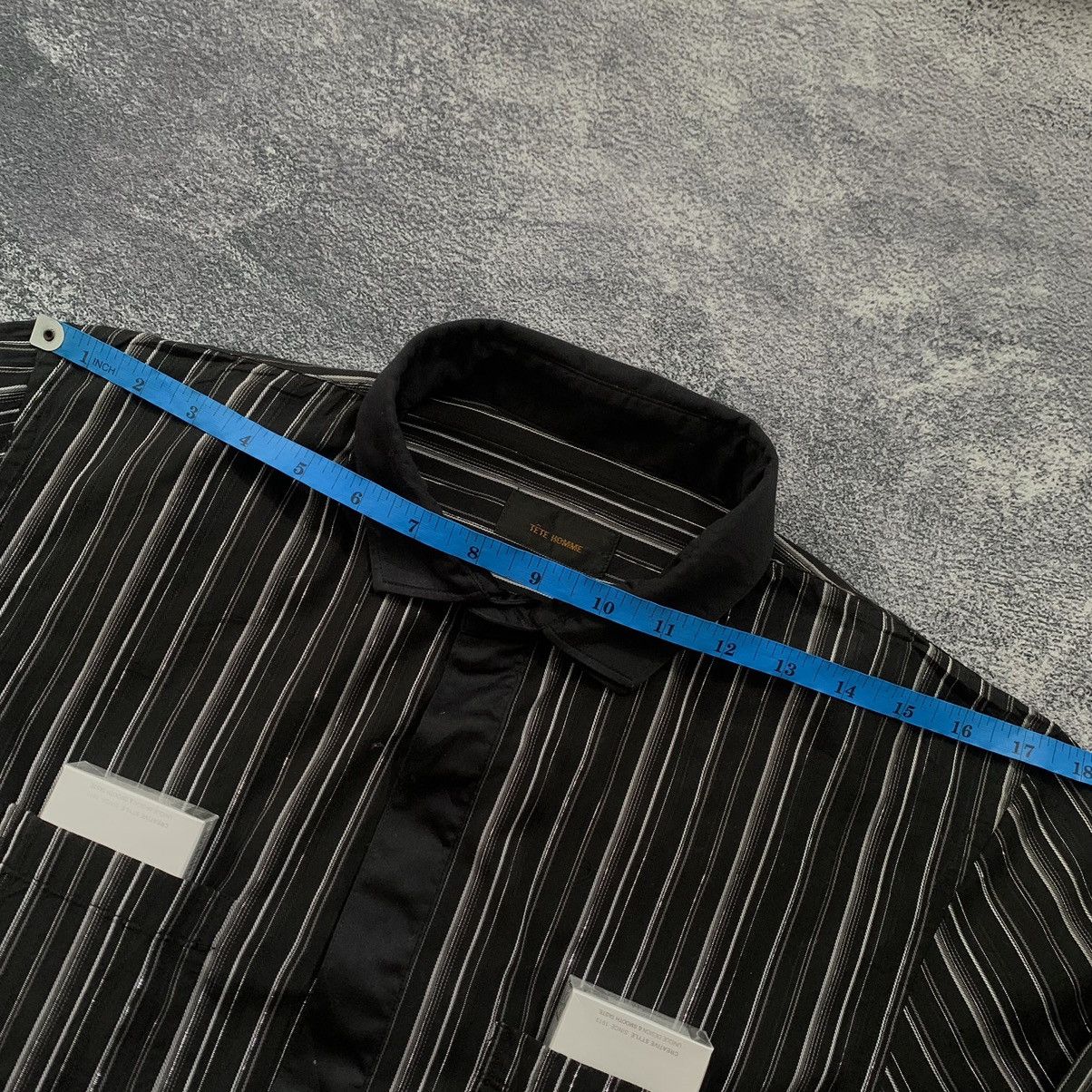 Issey Miyake × Pleats Please Issey Miyake × Tete Homme 🔥TETE HOMME stripes Hiden button and Double collarshirt Size US L / EU 52-54 / 3 - 9 Thumbnail
