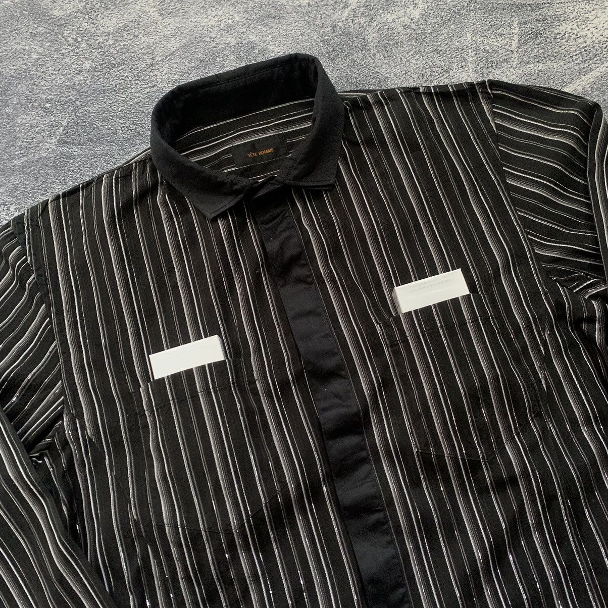Issey Miyake × Pleats Please Issey Miyake × Tete Homme 🔥TETE HOMME stripes Hiden button and Double collarshirt Size US L / EU 52-54 / 3 - 3 Thumbnail
