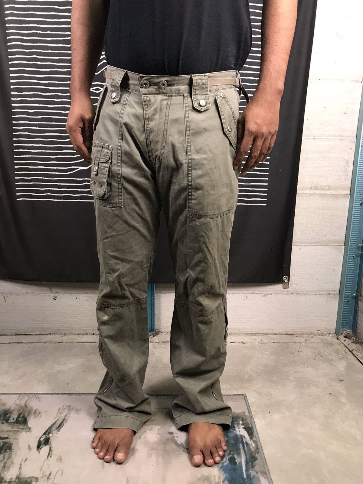 Japanese Brand Vtg Baressi Milano Moda Punk Bondage Tactical Cargo Pant Size US 35 - 10 Thumbnail