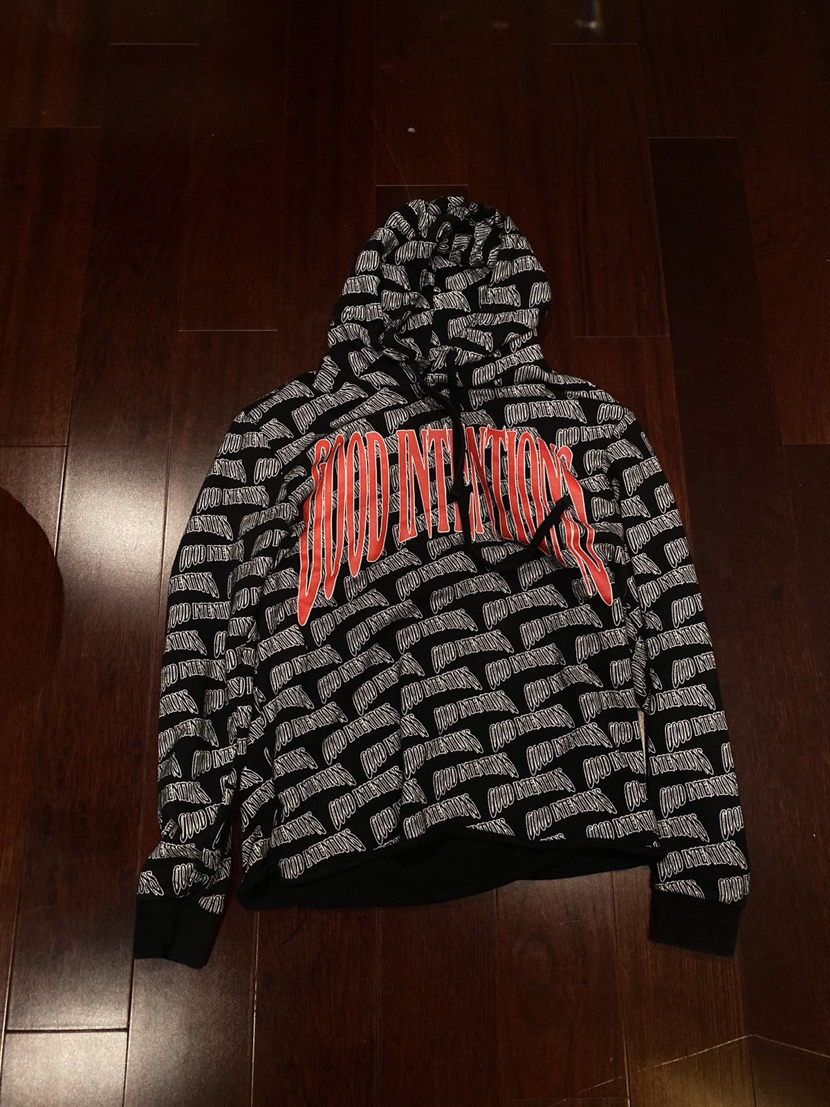 Vlone Vlone x Nav Good Intentions All Over Hoodie Black Grailed