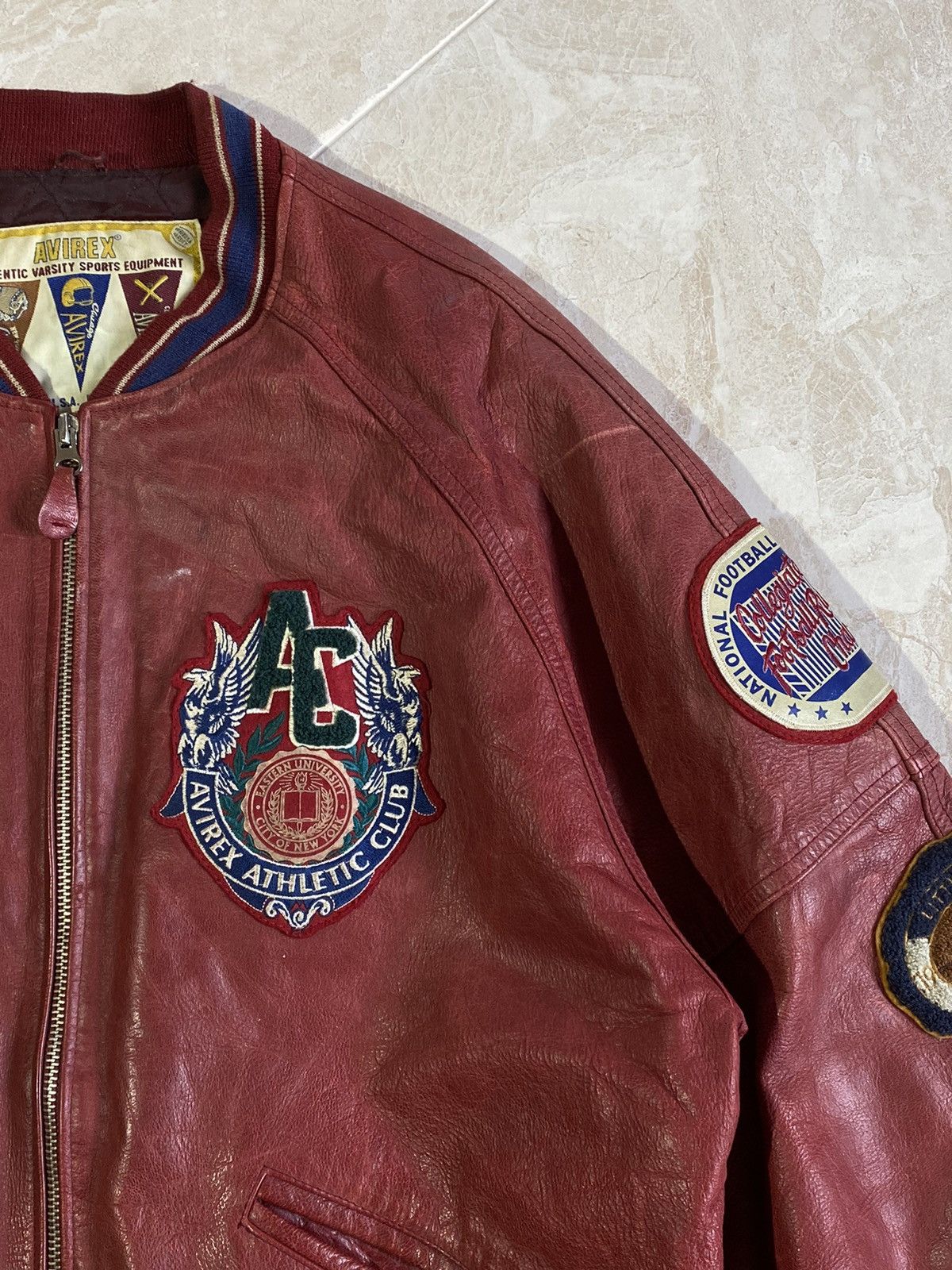 Avirex Avirex vintage rare leather varsity bomber Size US XL / EU 56 / 4 - 6 Thumbnail