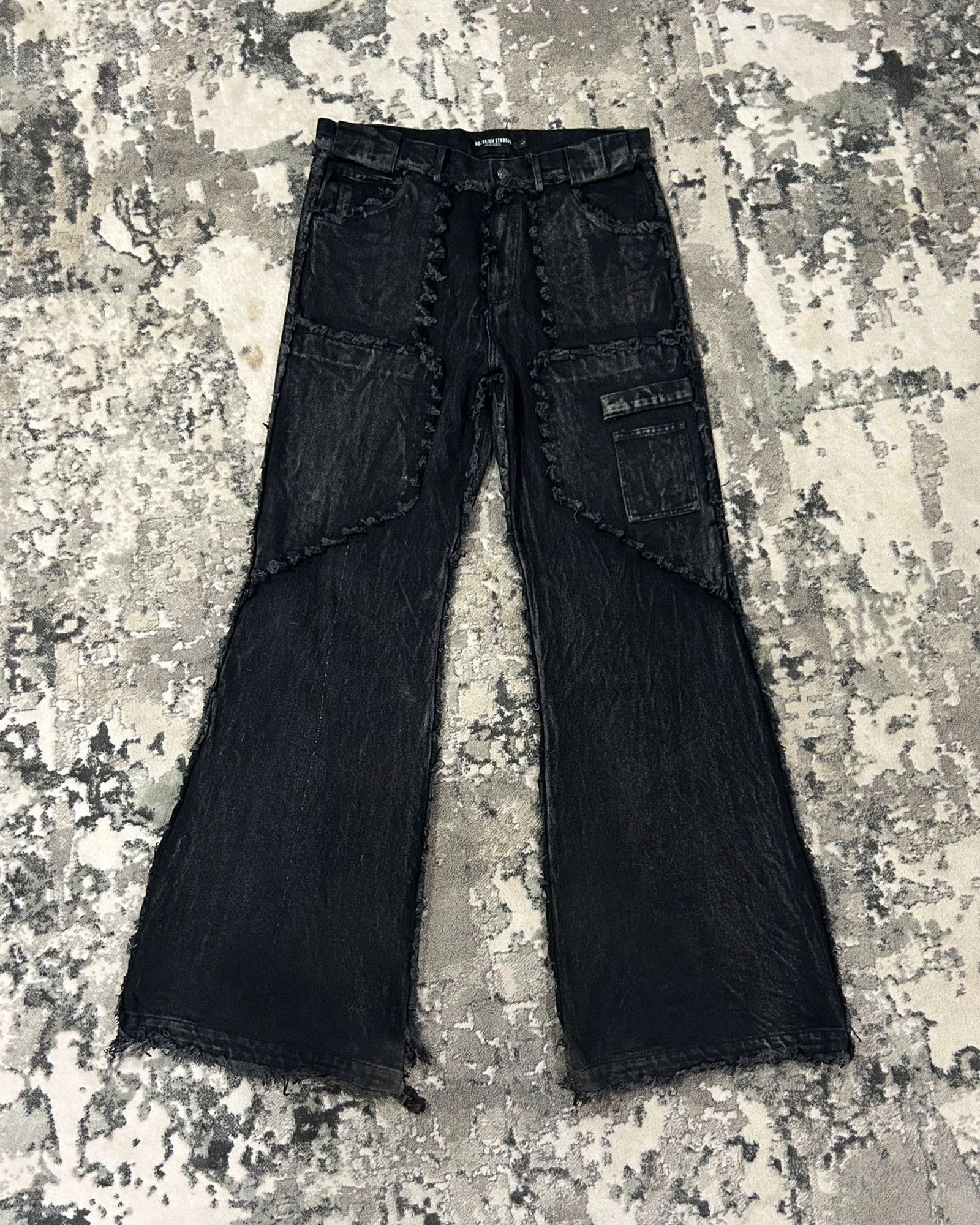 Japanese Brand NO/FAITH STUDIOS FLARED DENIM 001 BLACK Size US 32 / EU 48 - 1 Thumbnail