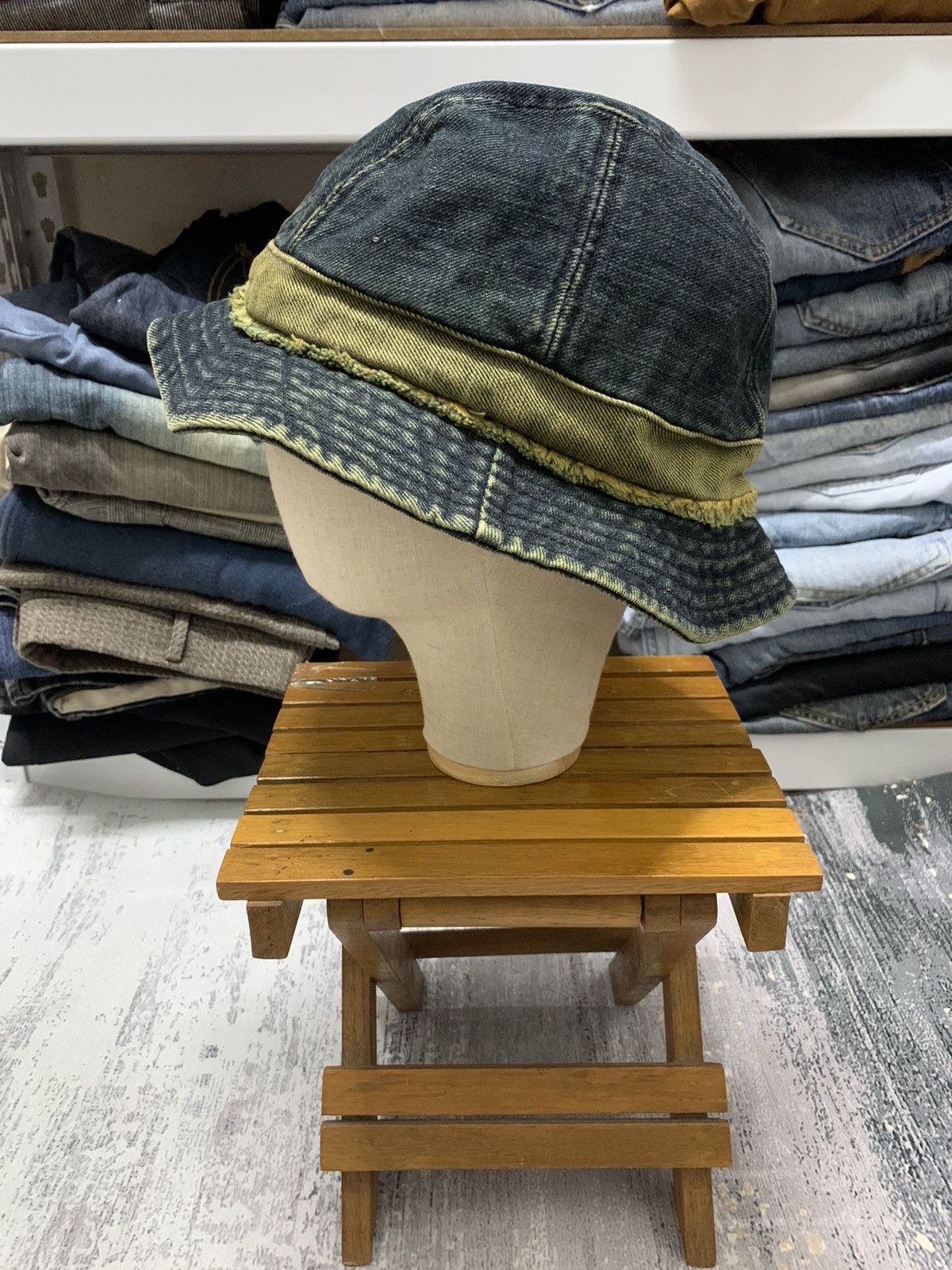 Japanese Brand Japanese Patchwork Denim Bucket Hat Inspired Kapital Hat Size ONE SIZE - 3 Thumbnail