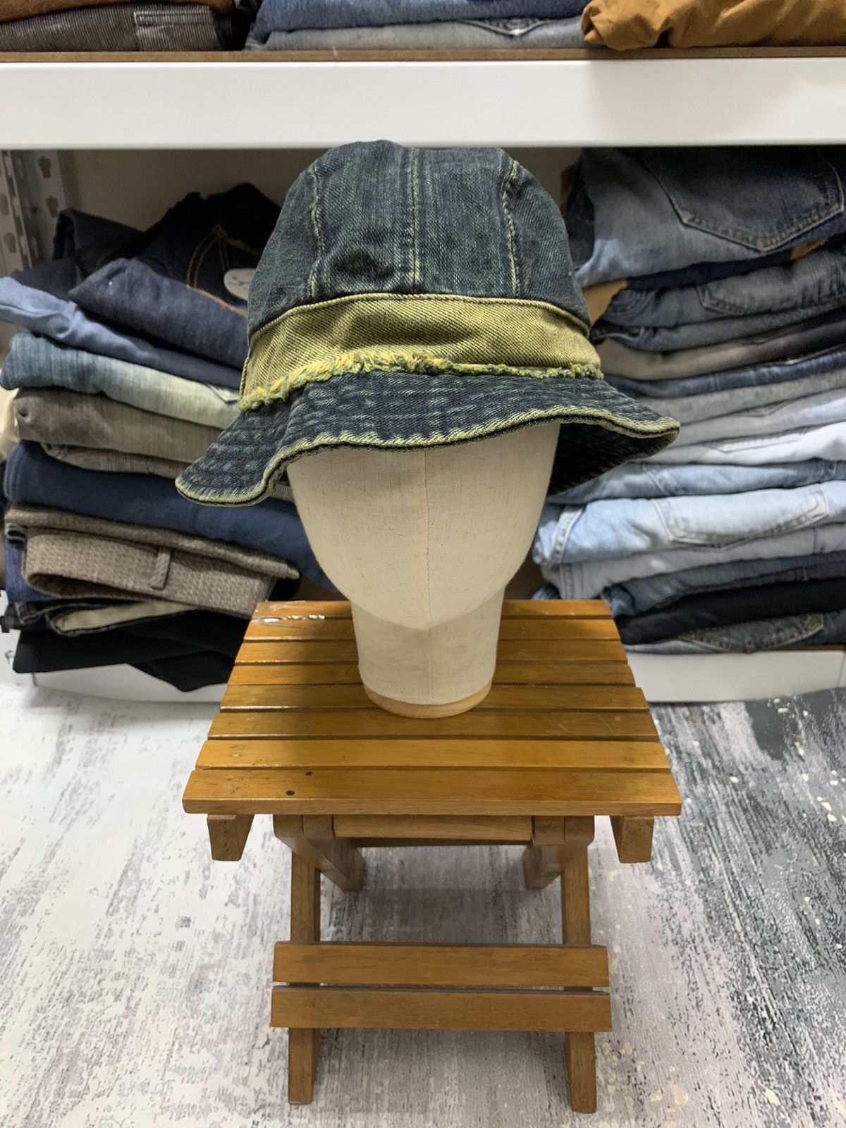 Japanese Brand Japanese Patchwork Denim Bucket Hat Inspired Kapital Hat Size ONE SIZE - 2 Thumbnail