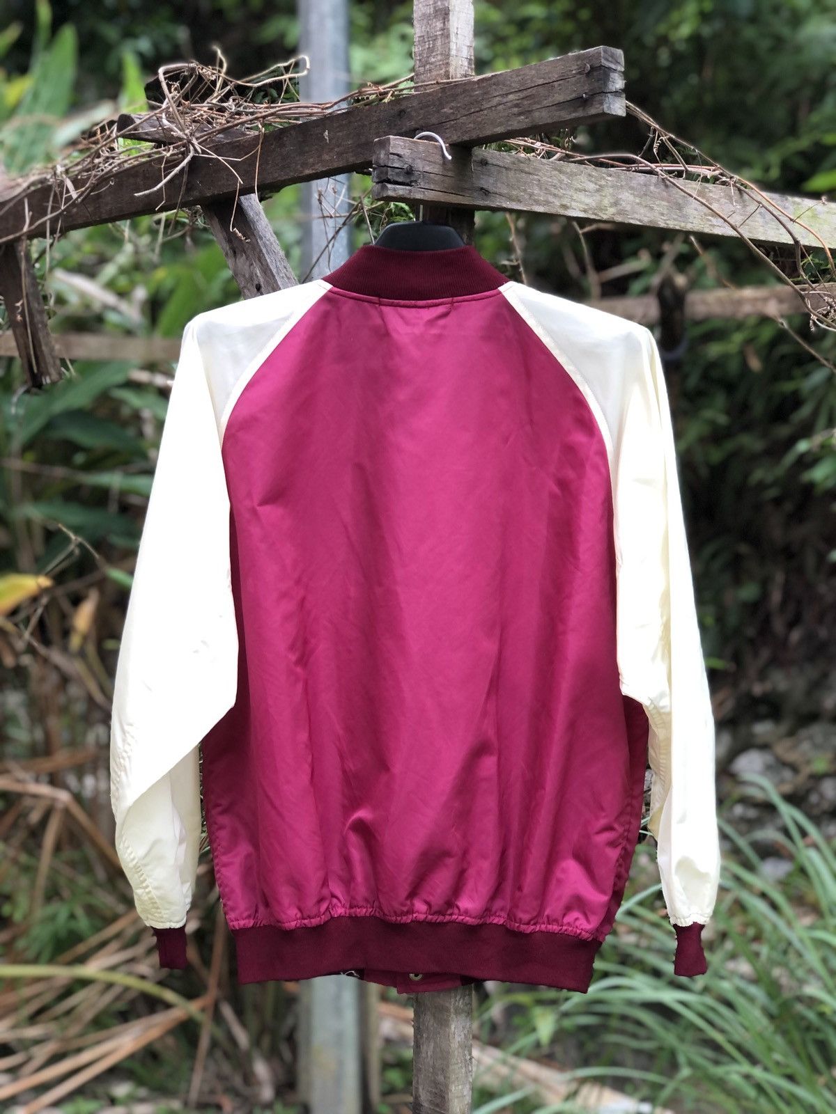Japanese Brand × Vintage Vintage 80's Varsity Jacket Front-snap Button Two Tone Size US L / EU 52-54 / 3 - 4 Thumbnail