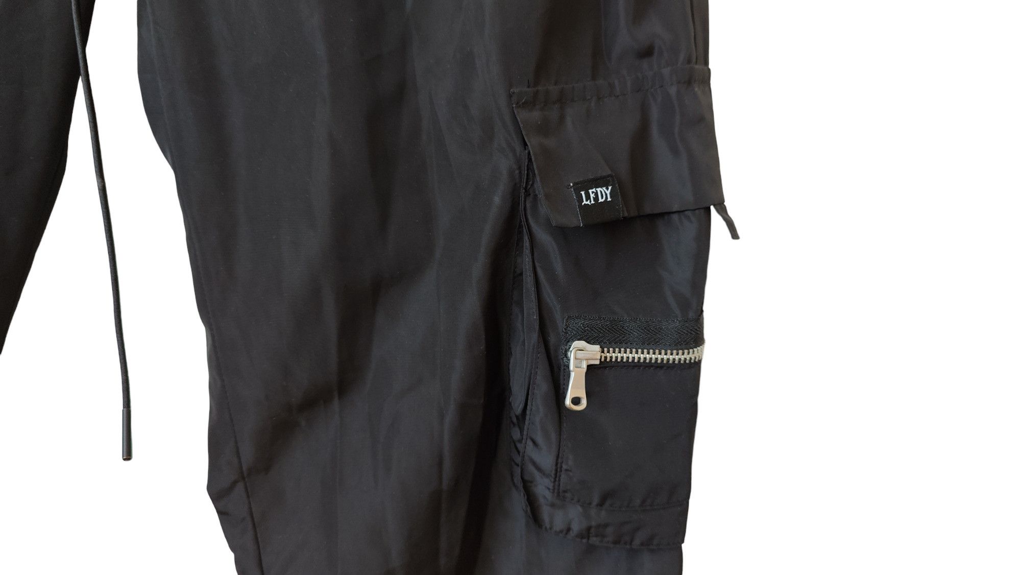 LFDY LFDY Nylon Black Zipper Cargo Sweatpants Pants RAVE Size US 34 / EU 50 - 3 Thumbnail
