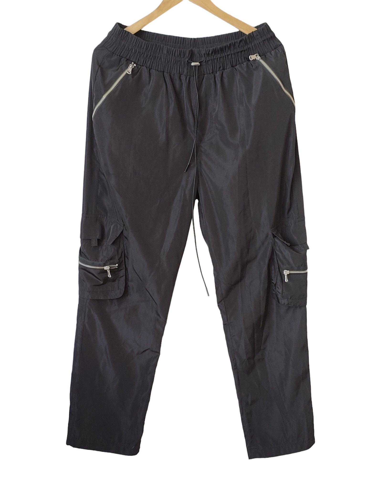 LFDY LFDY Nylon Black Zipper Cargo Sweatpants Pants RAVE Size US 34 / EU 50 - 1 Thumbnail