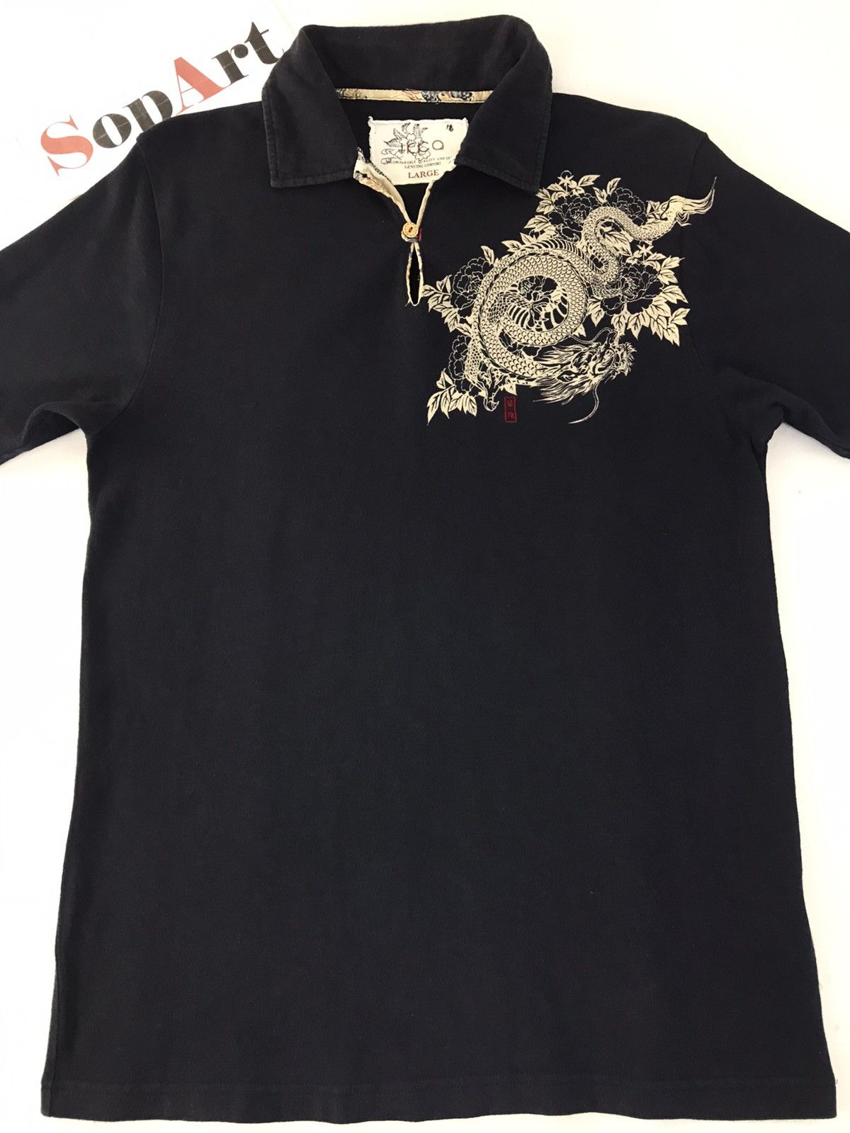 Japanese Brand Vintage Ikka Japaneseque Printed Dragon Design Polo Shirt Size US M / EU 48-50 / 2 - 3 Thumbnail