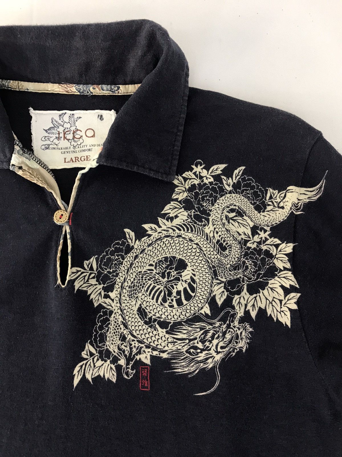 Japanese Brand Vintage Ikka Japaneseque Printed Dragon Design Polo Shirt Size US M / EU 48-50 / 2 - 4 Thumbnail