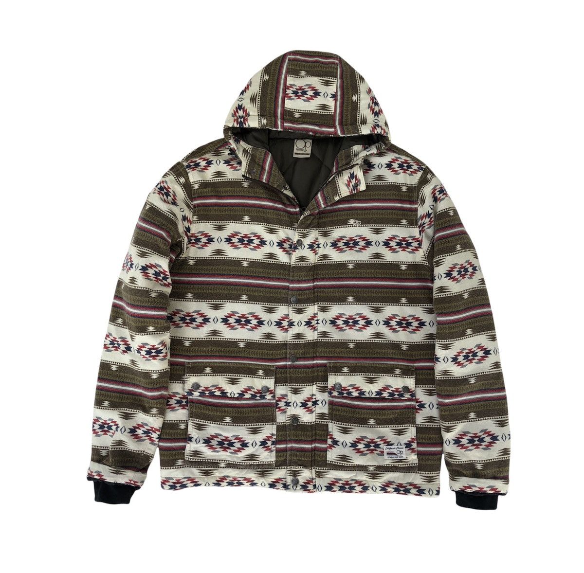 Japanese Brand Op Ocean Pacific Ethnic Design Quilted Lined Hooded Jacket Size US L / EU 52-54 / 3 - 3 Thumbnail