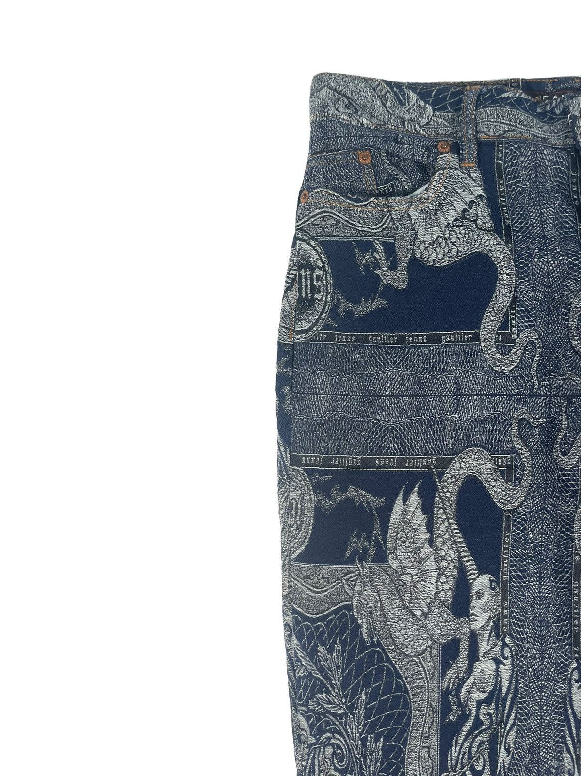 Jean Paul Gaultier FW94 Dragon Slayer jacquard tattoo denim pant jeans archive Size US 30 / EU 46 - 11 Thumbnail