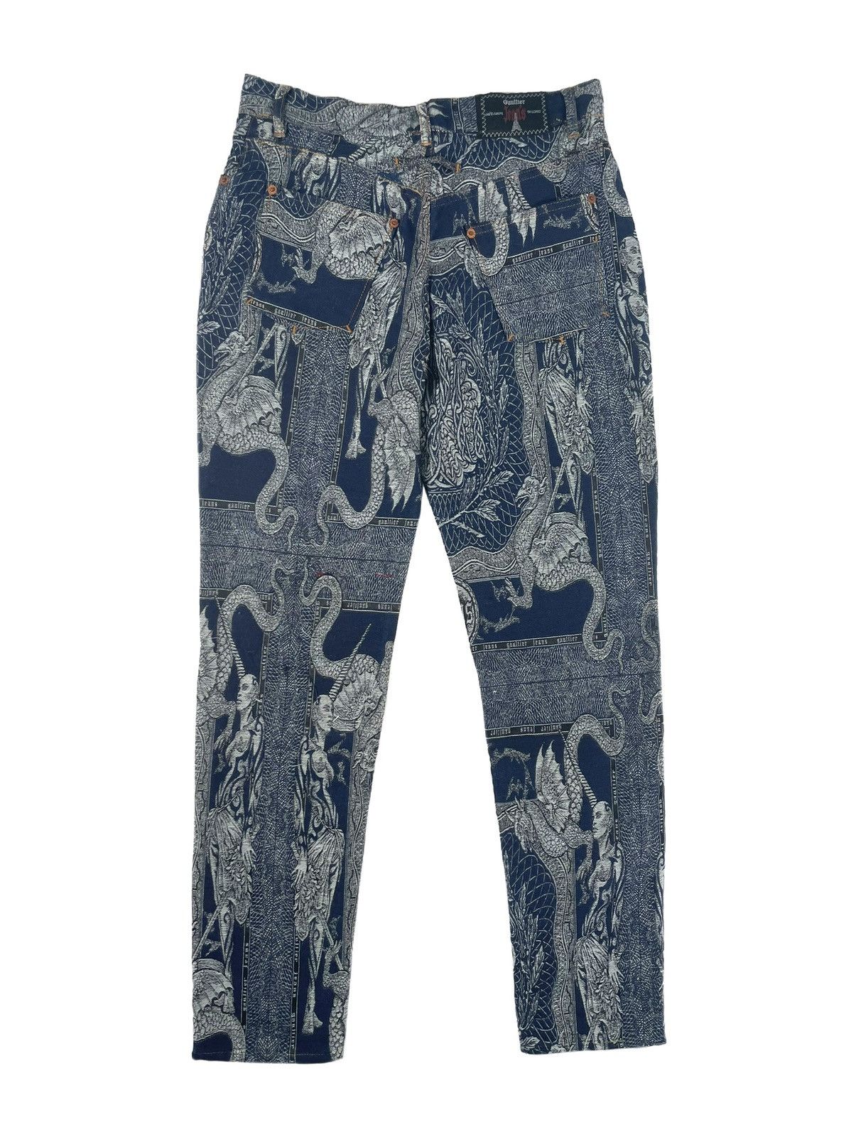 Jean Paul Gaultier FW94 Dragon Slayer jacquard tattoo denim pant jeans archive Size US 30 / EU 46 - 2 Thumbnail