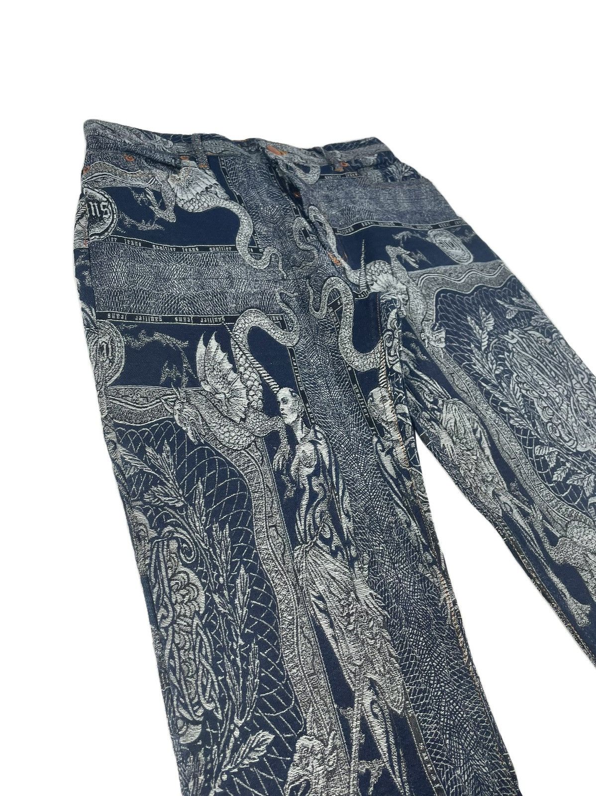 Jean Paul Gaultier FW94 Dragon Slayer jacquard tattoo denim pant jeans archive Size US 30 / EU 46 - 3 Thumbnail