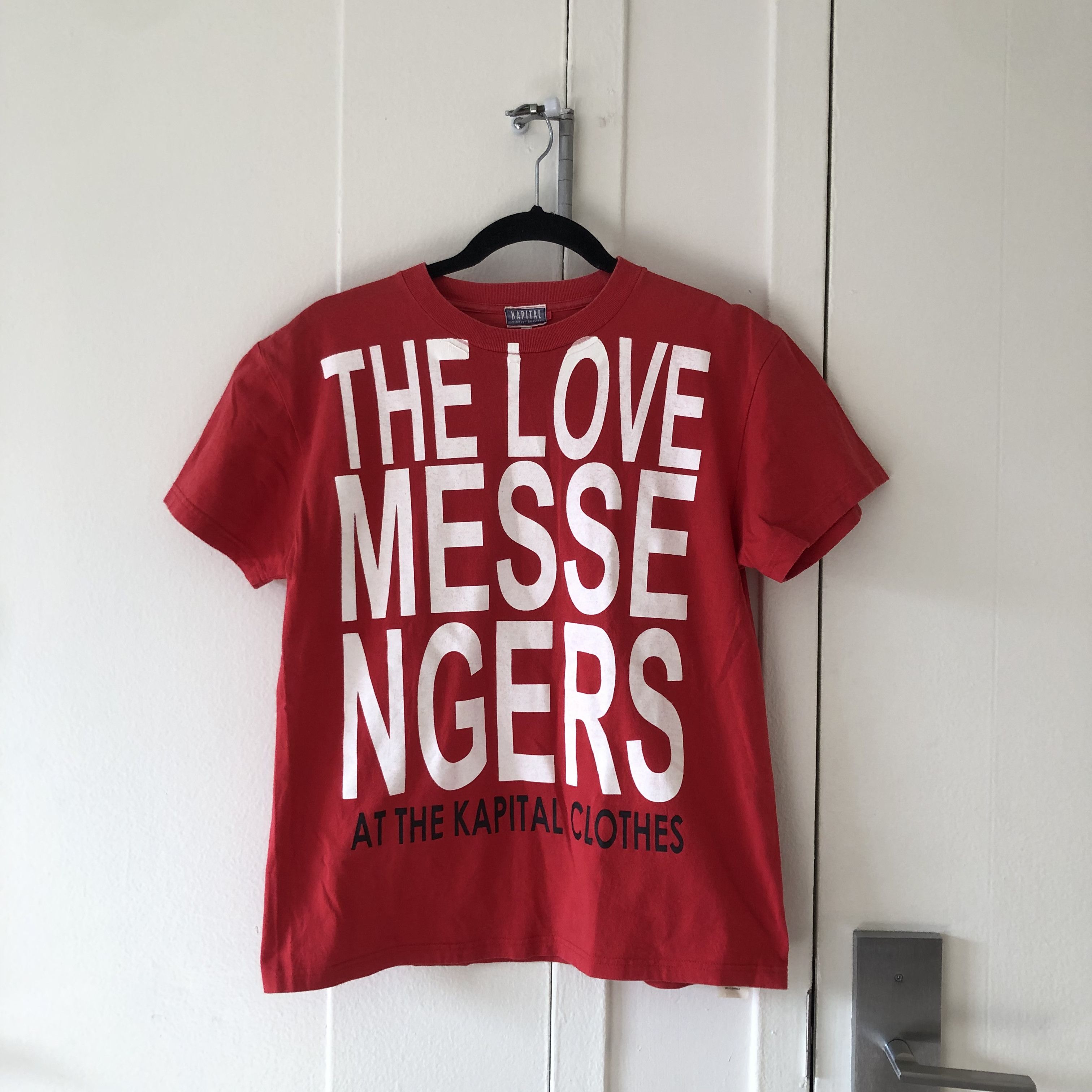 image of Kapital The Love Messengers Tee in Red, Men's (Size Small)
