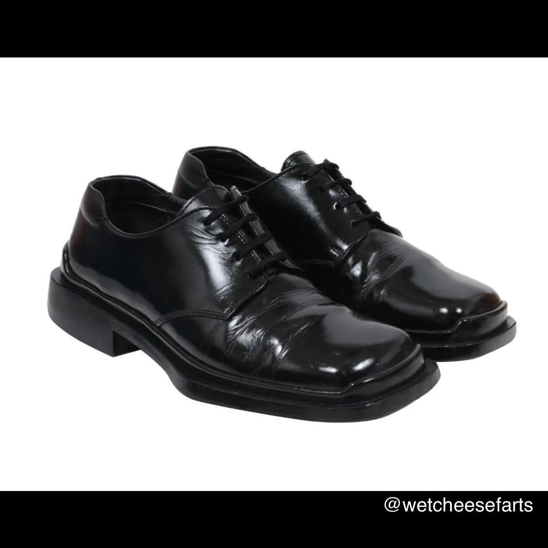 image of Prada Derby Men's Oxford Us 8 Uk 7 Leather Square Toe Aw99 Shoes in Black