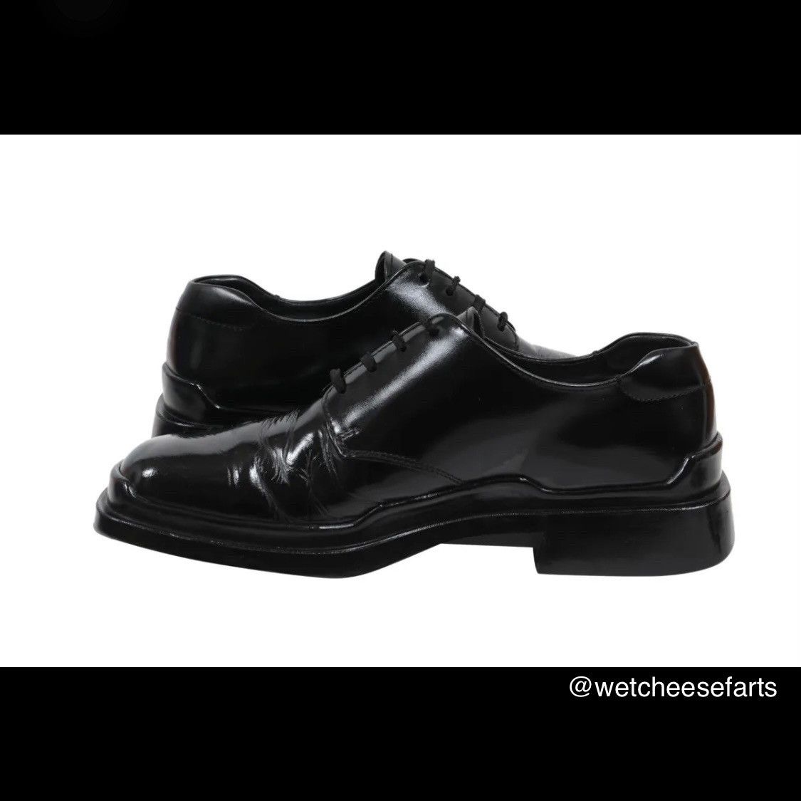 image of Prada Derby Men's Oxford Us 8 Uk 7 Leather Square Toe Aw99 Shoes in Black