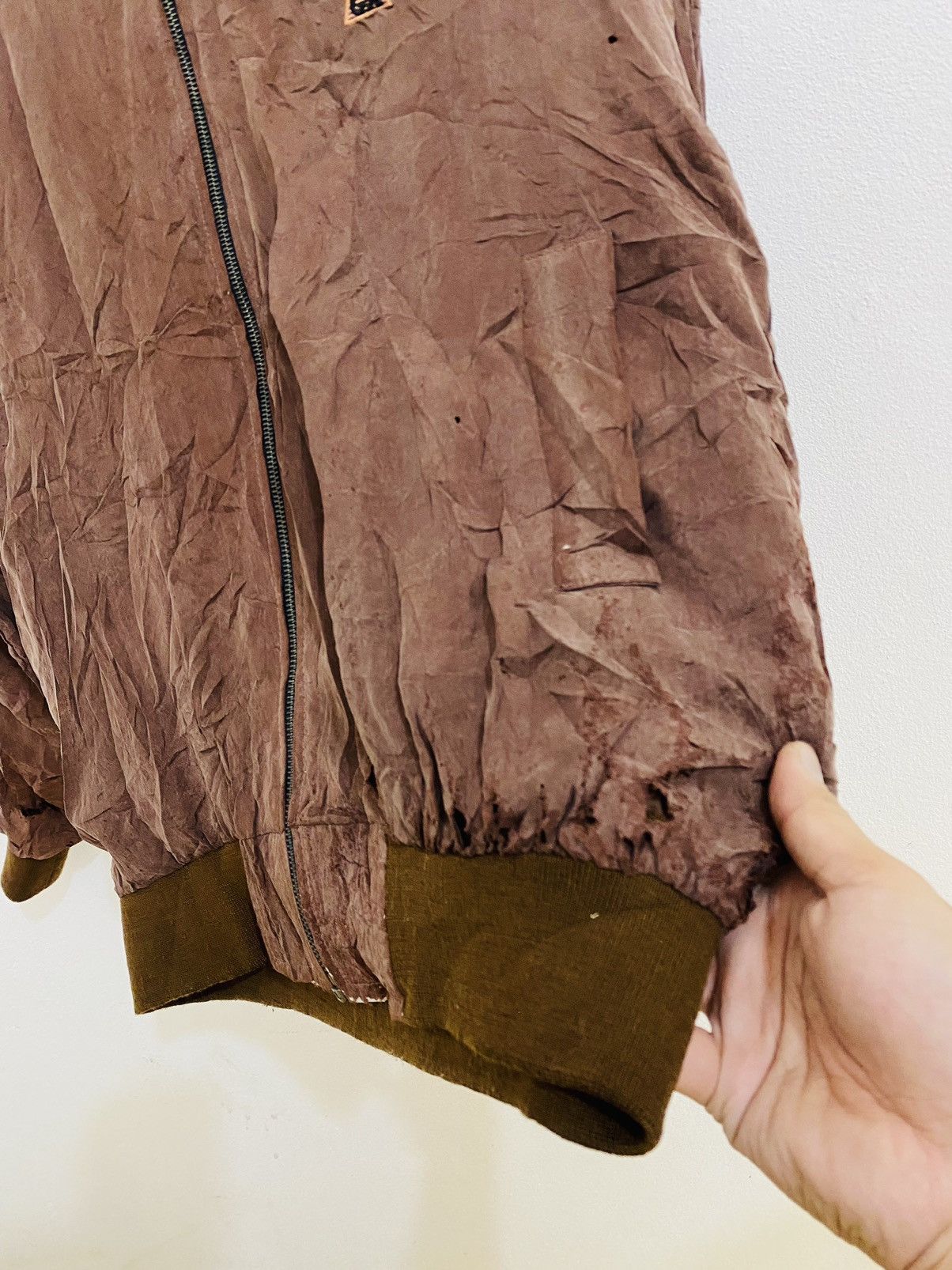Giorgio Armani Vintage 80s Giorgio Armani Thrashed Bomber Jacket Size US L / EU 52-54 / 3 - 6 Thumbnail