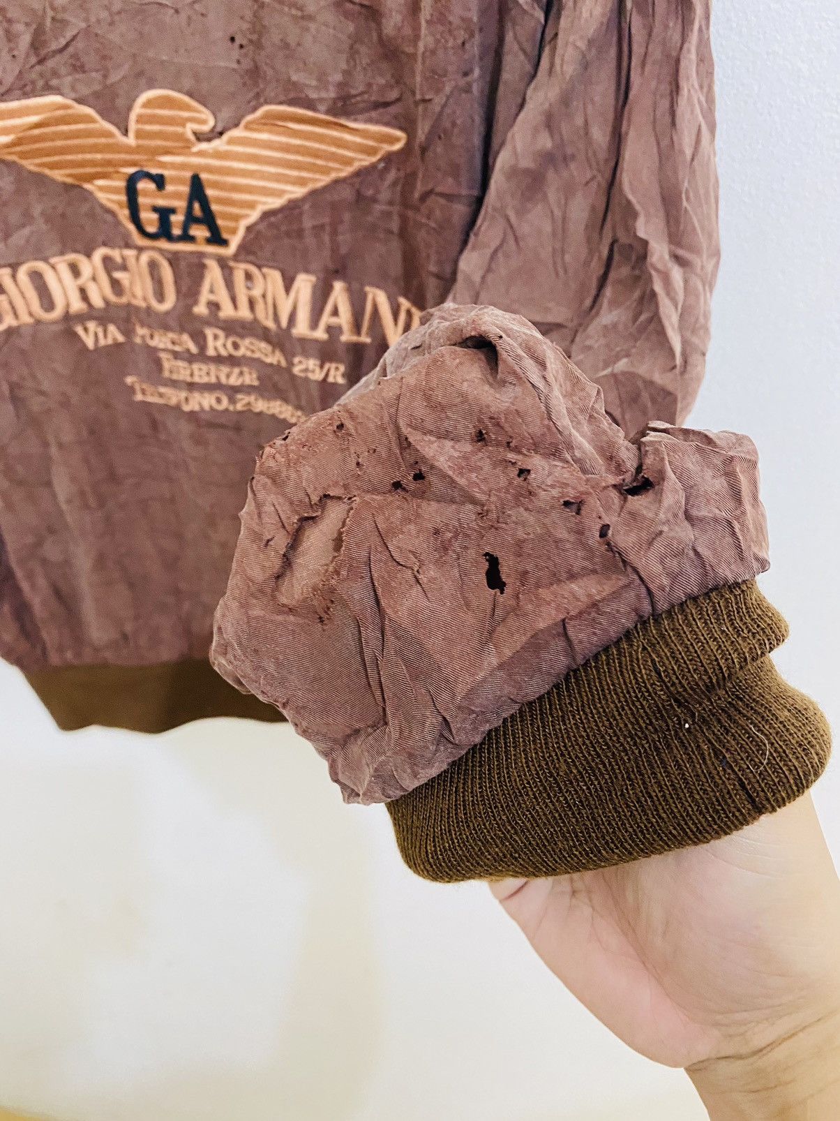 Giorgio Armani Vintage 80s Giorgio Armani Thrashed Bomber Jacket Size US L / EU 52-54 / 3 - 5 Thumbnail